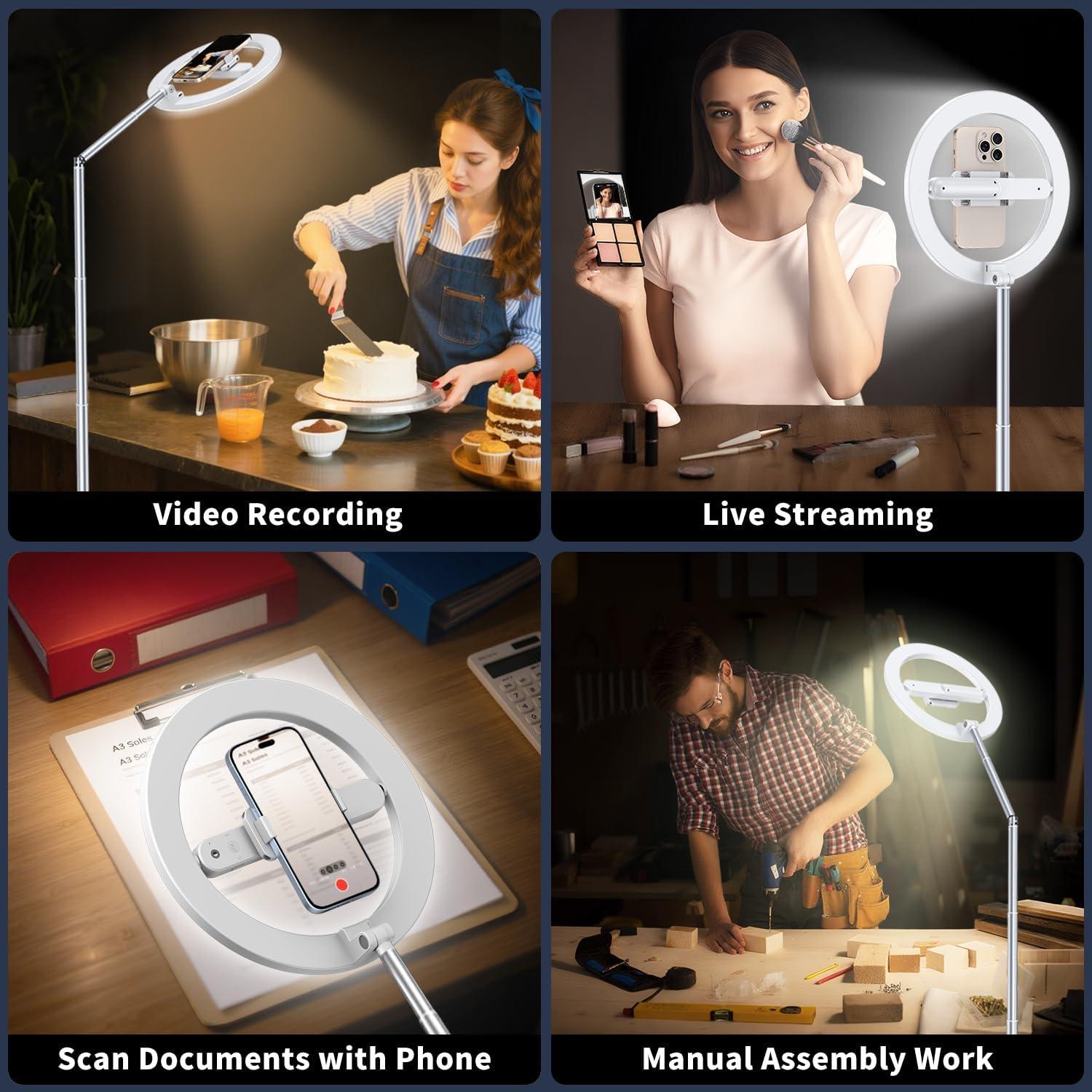 Soporte de Teléfono de Techo yAyusi con Luz Anular 68.5"