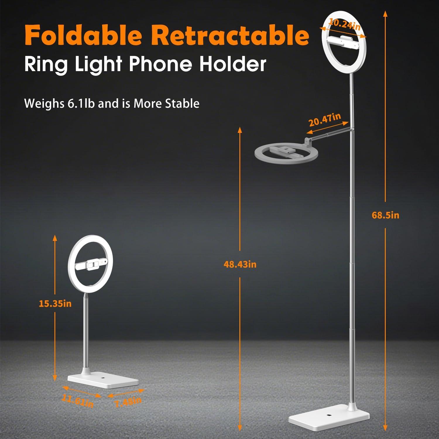 Soporte de Teléfono de Techo yAyusi con Luz Anular 68.5"