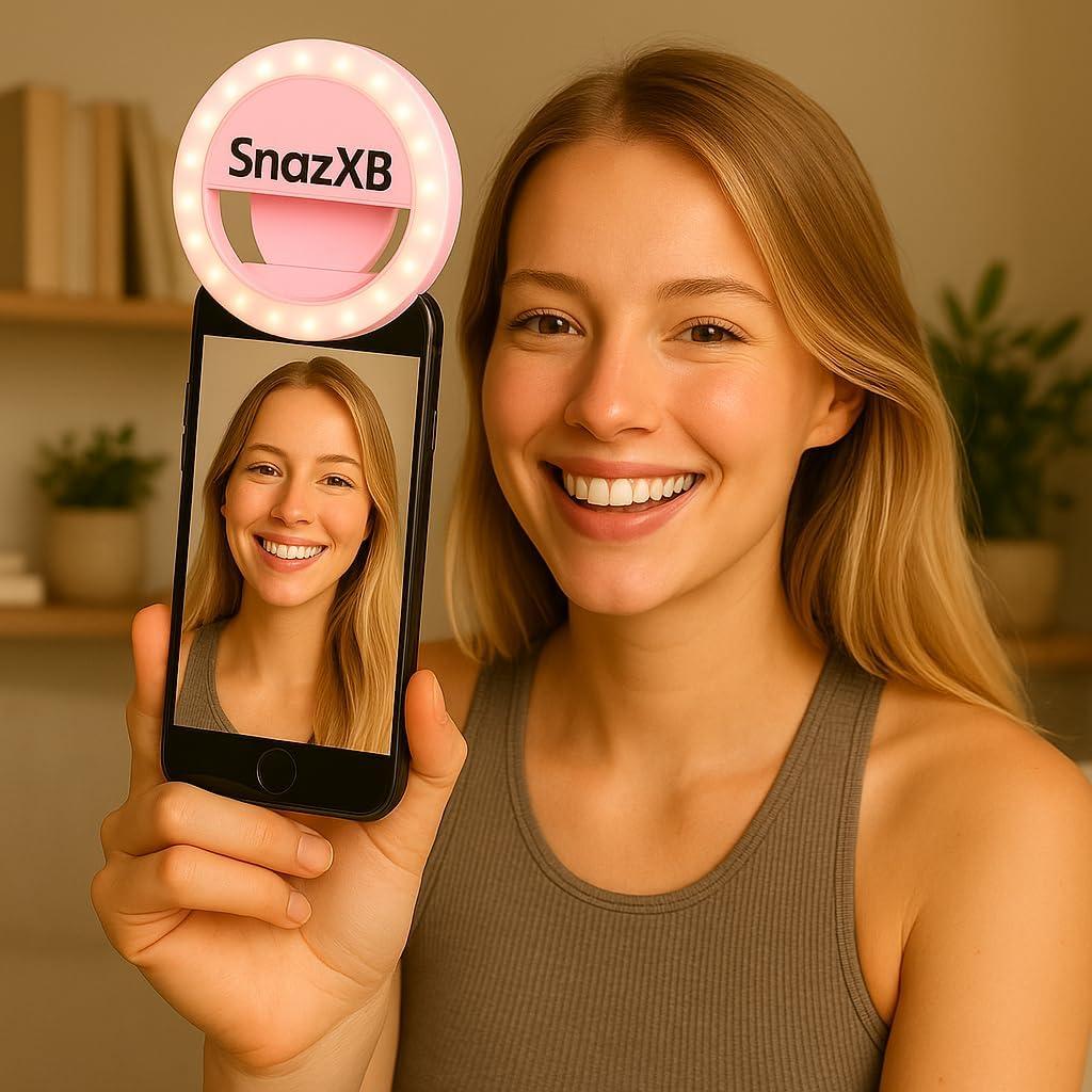 Luz de Anillo Selfie SnazXB Recargable con 36 LEDs Rosa