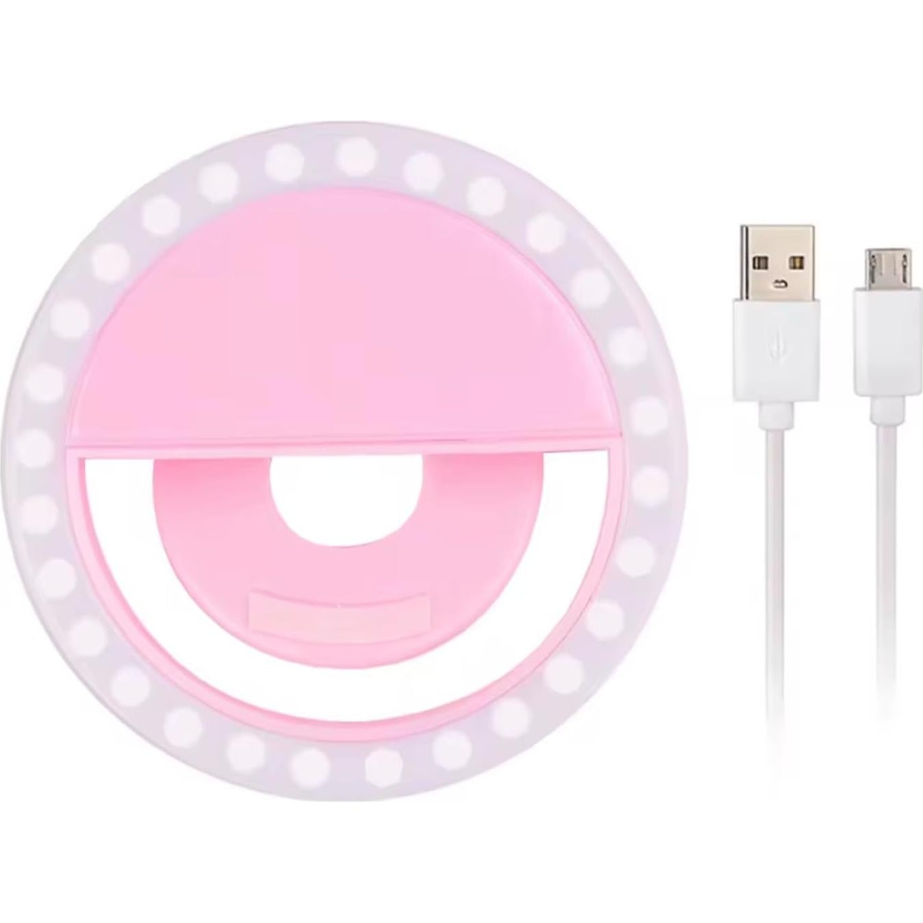 Luz de Anillo Selfie SnazXB Recargable con 36 LEDs Rosa