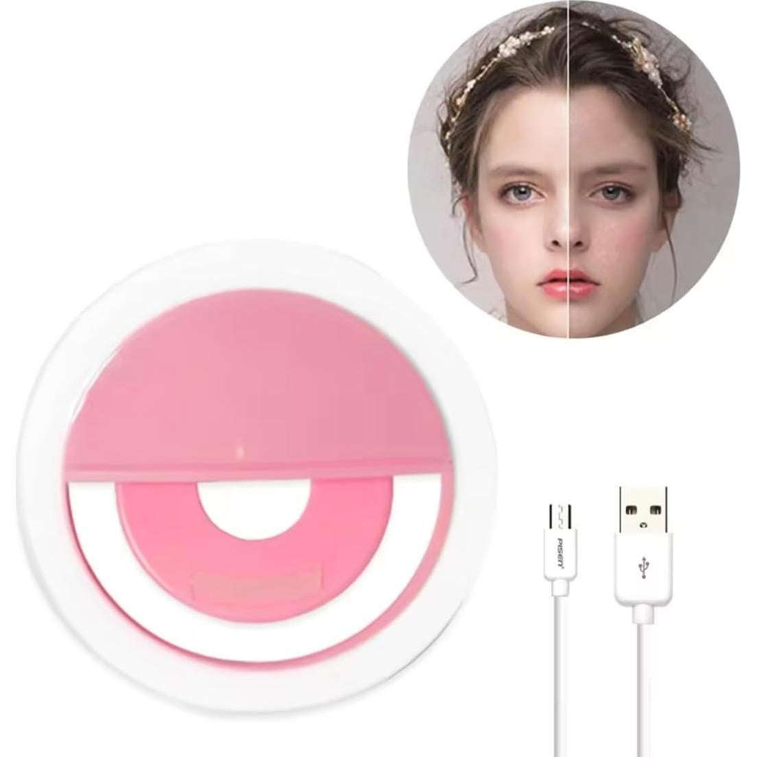 Luz de Anillo Selfie SnazXB Recargable con 36 LEDs Rosa