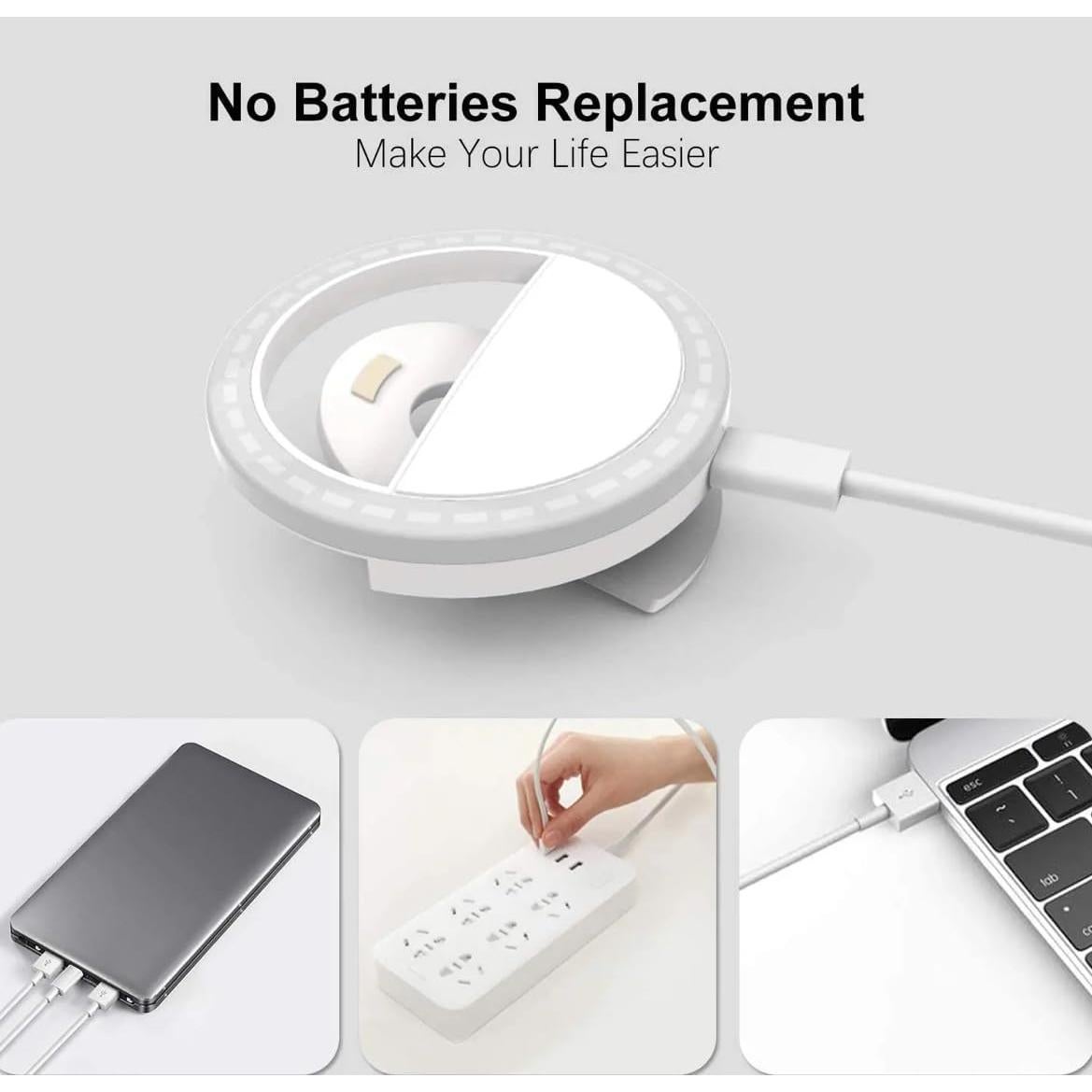 Luz de Anillo Selfie SnazXB Recargable con 36 LEDs Rosa