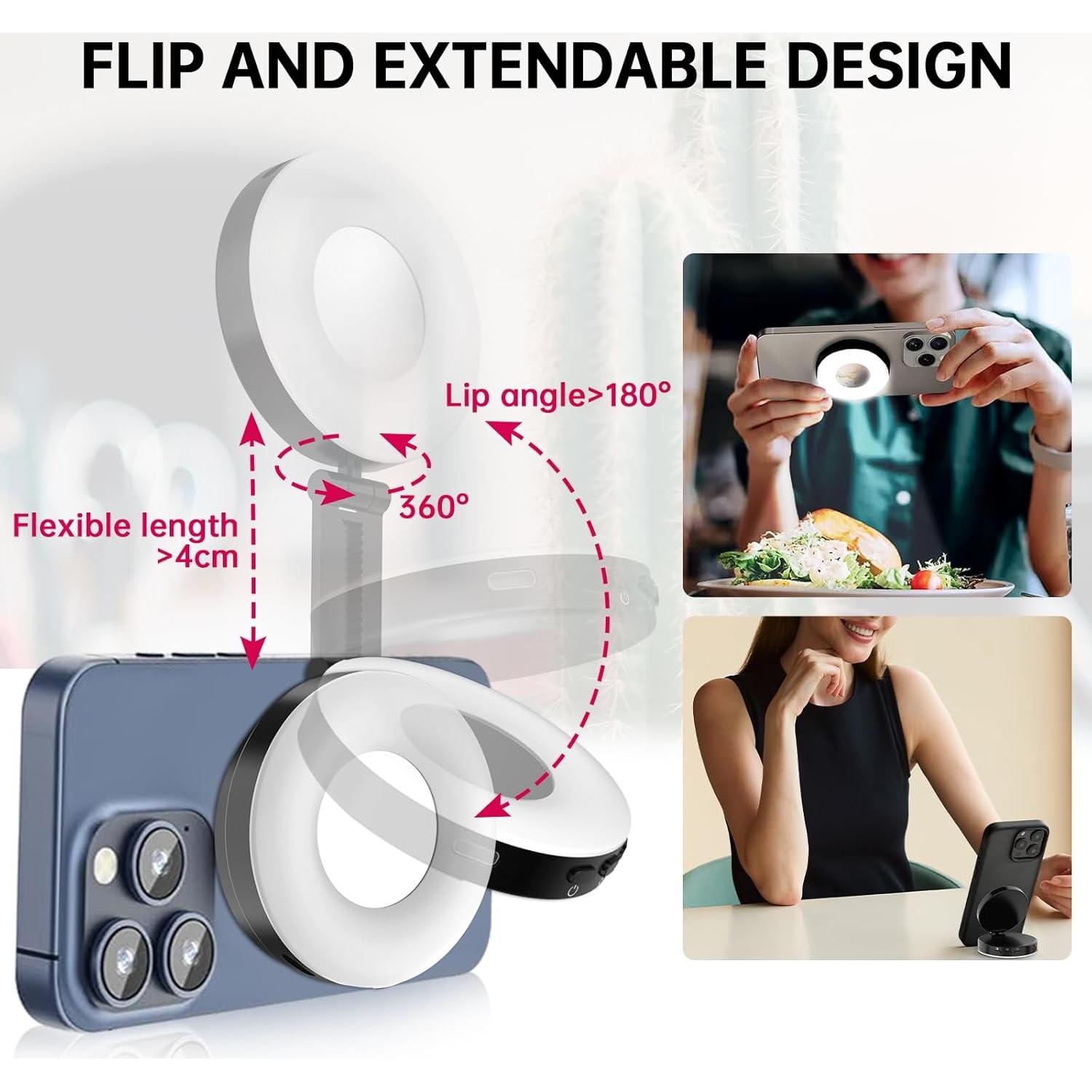 Luz de Selfie Magnética IUDSMKO con Espejo y LED Ajustable