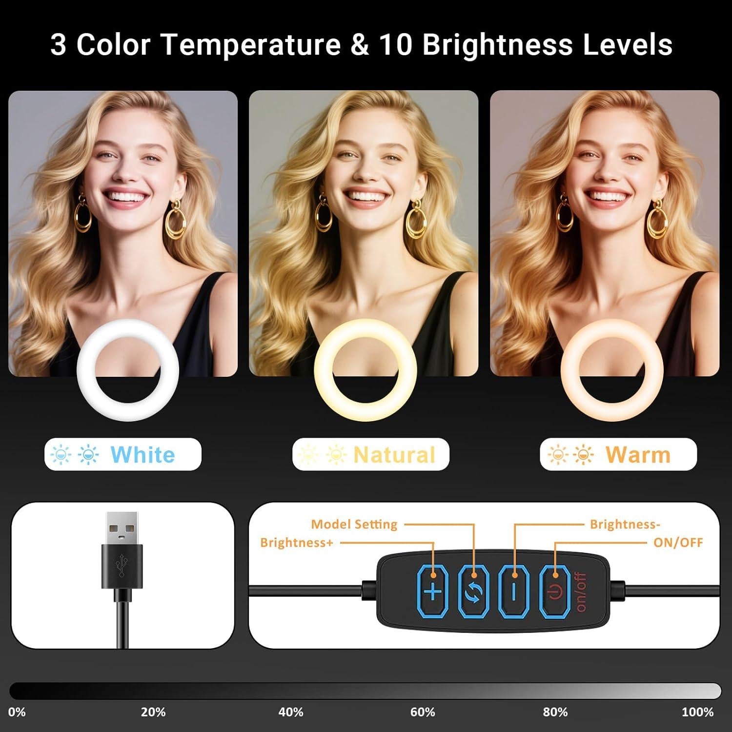 Anillo de Luz LED 10'' Wowcati con Soporte Magnético para Teléfono