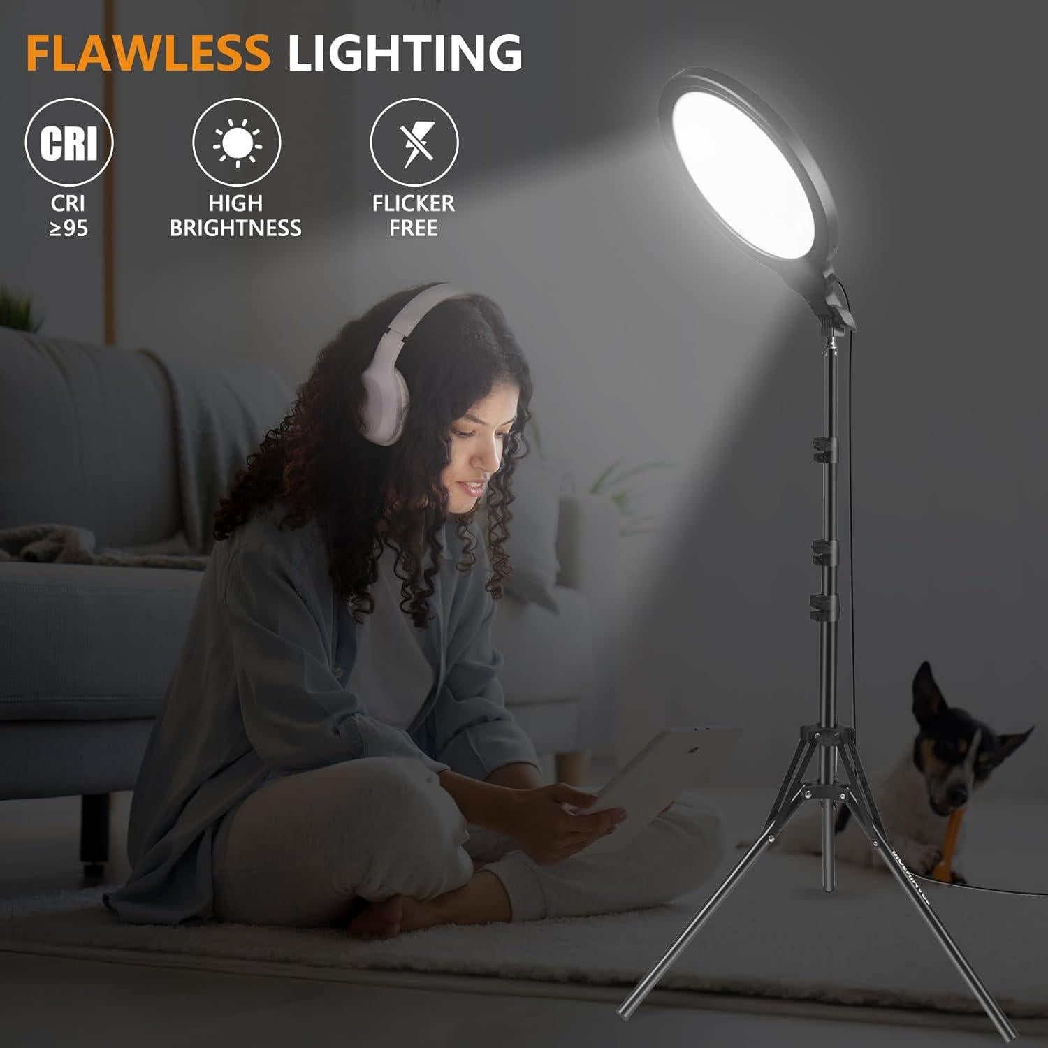 Anillo de Luz LED 10" PIOENIMAGE con Trípode 149.86 cm y Soporte