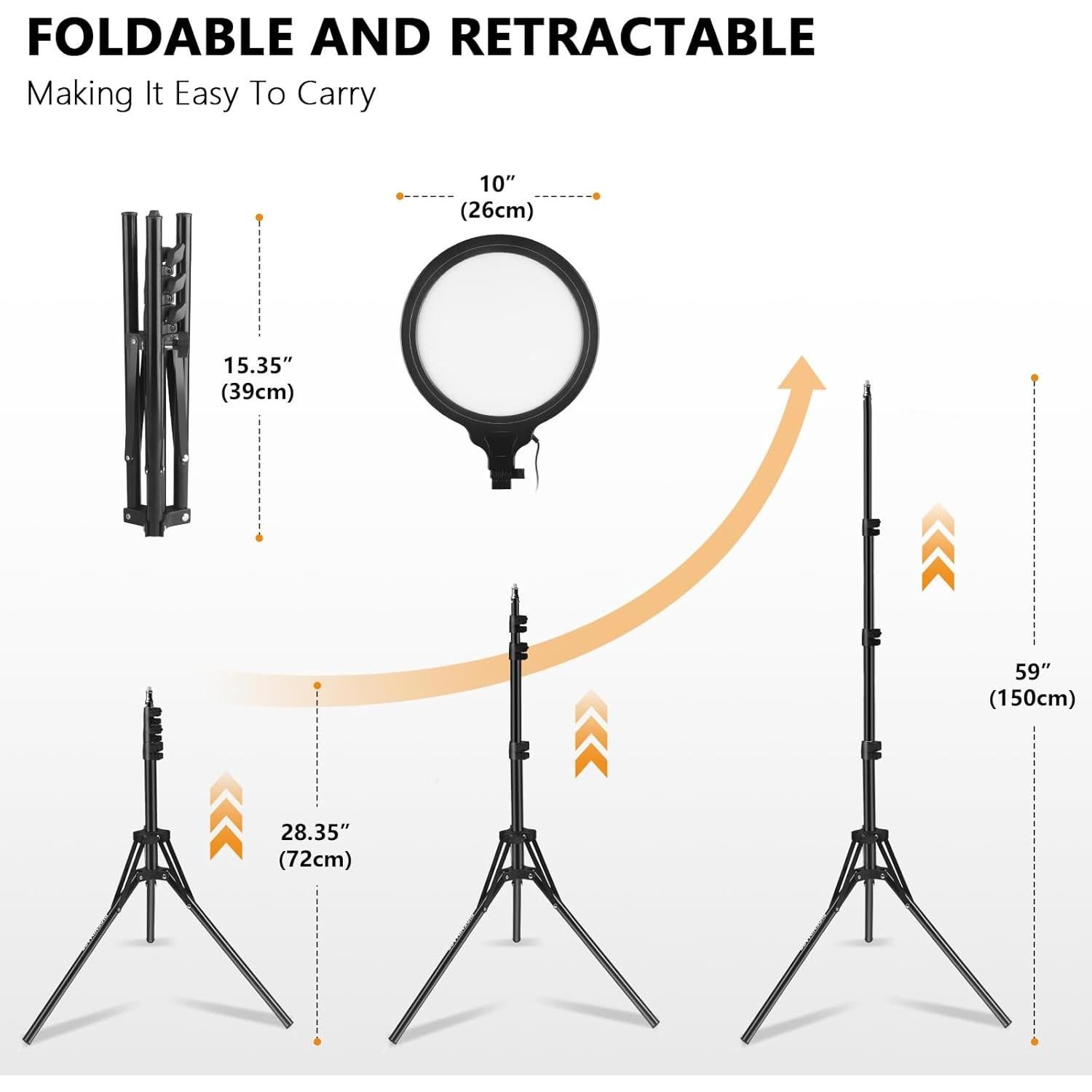 Anillo de Luz LED 10" PIOENIMAGE con Trípode 149.86 cm y Soporte