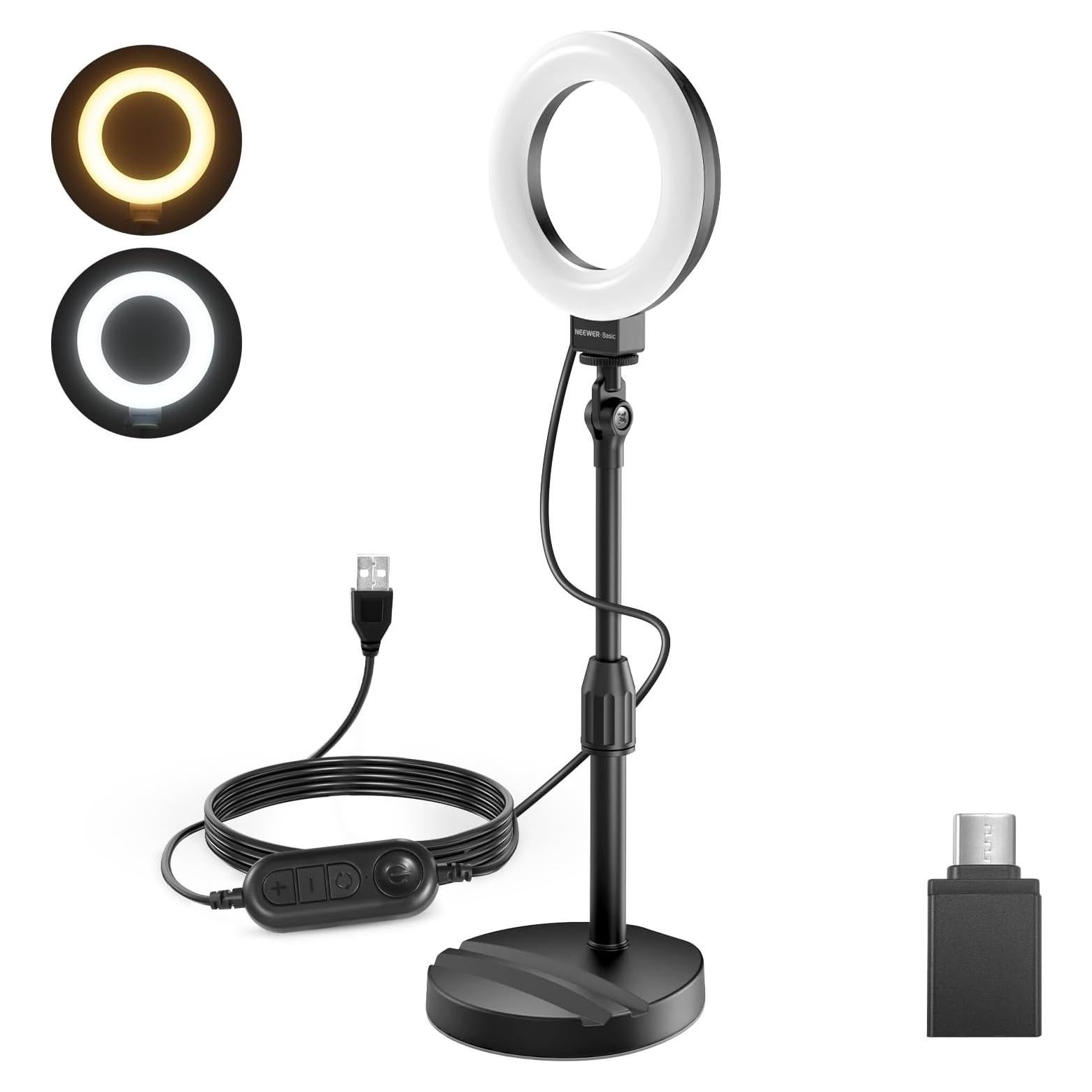 Luz de Anillo LED NEEWER BR60 10W Ajustable para Selfies