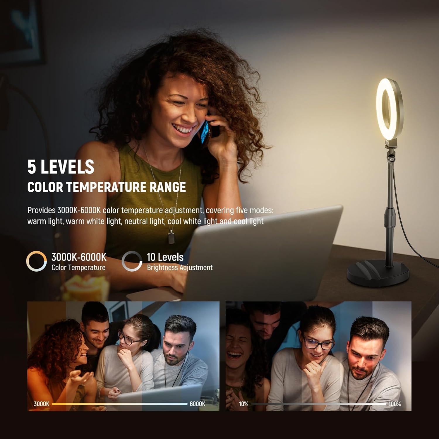 Luz de Anillo LED NEEWER BR60 10W Ajustable para Selfies