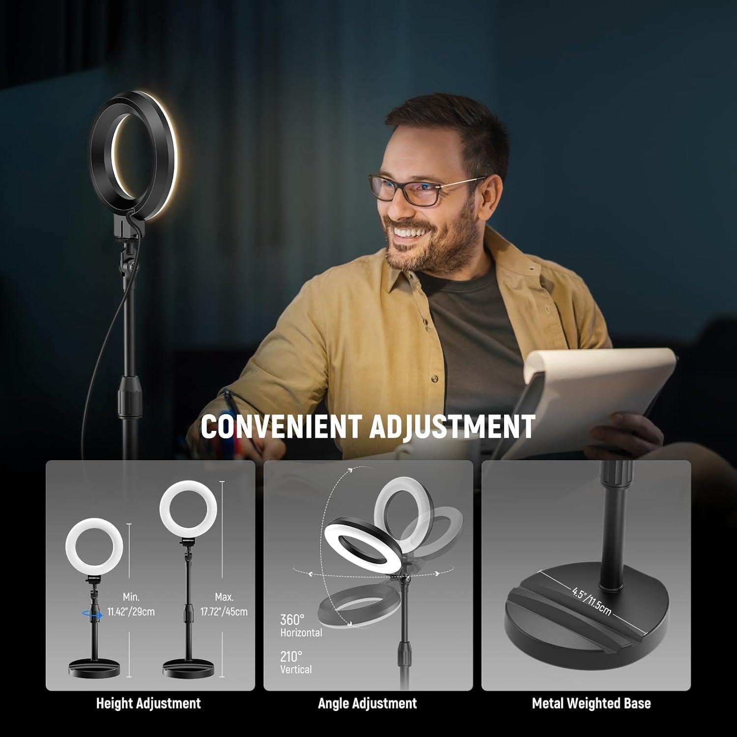 Luz de Anillo LED NEEWER BR60 10W Ajustable para Selfies