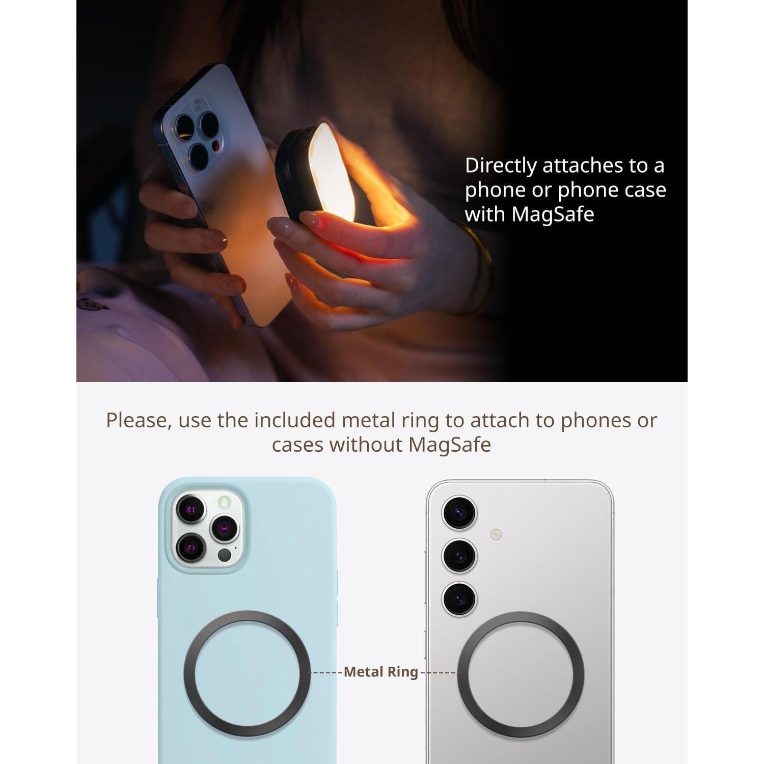 Luz Selfie Magnética PequeñoRig Vibe P48 para iPhone - Negro