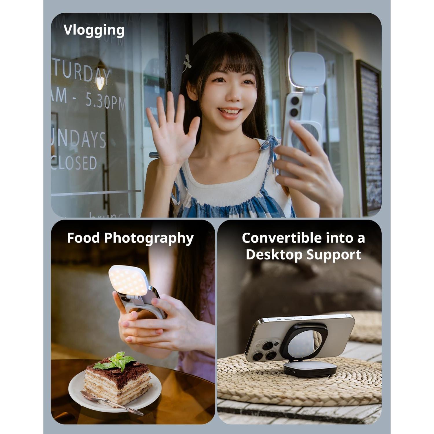 Luz Selfie Magnética PequeñoRig Vibe P48 para iPhone - Negro