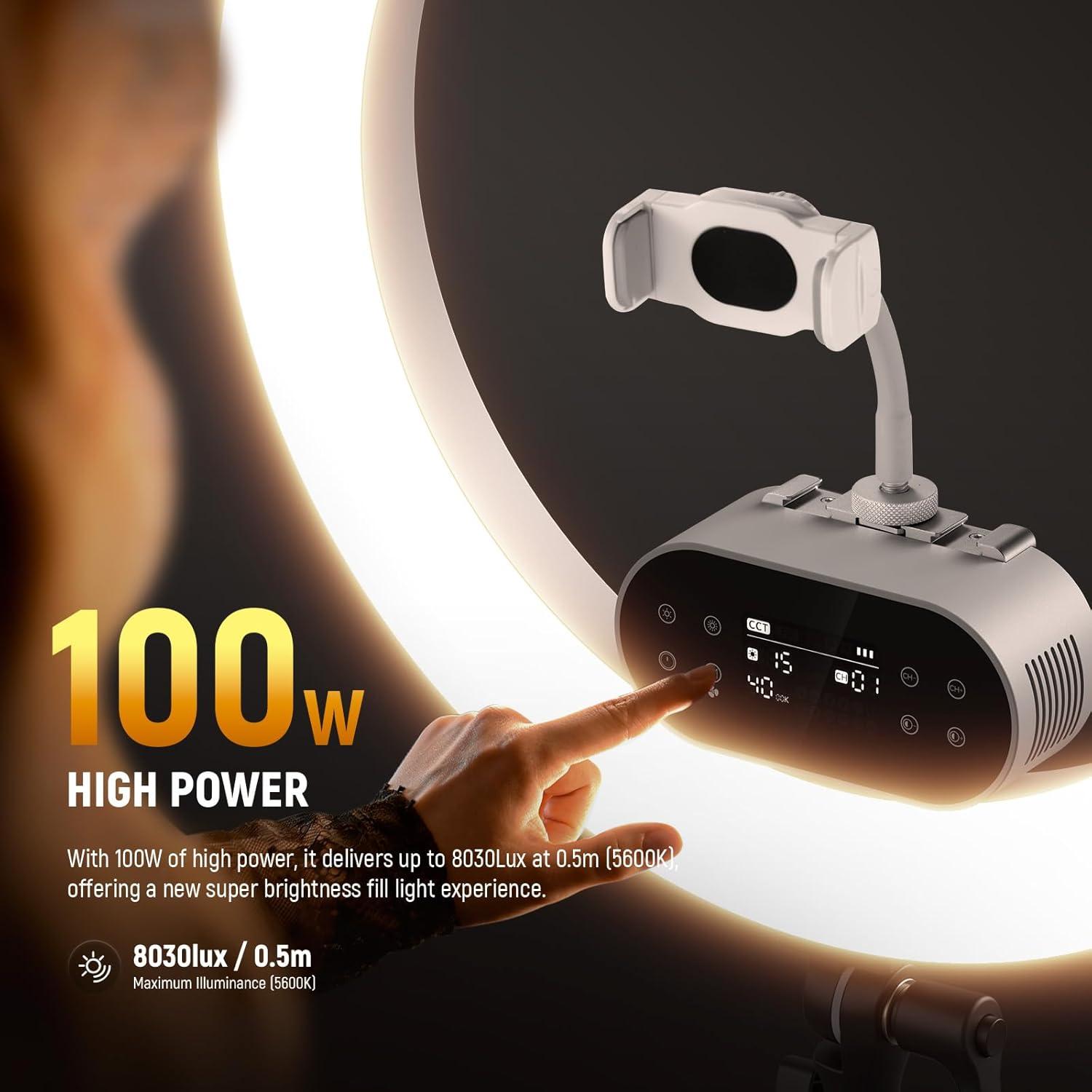 Luz de Anillo LED NEEWER RH100B 100W 2900-7000K con Soporte