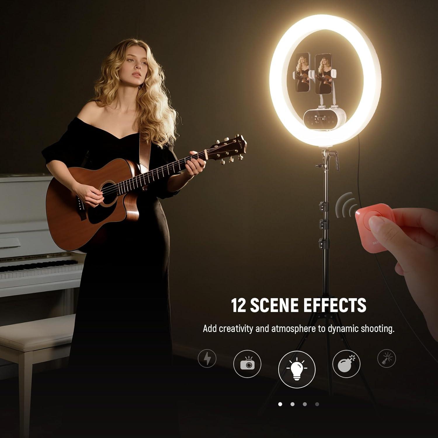 Luz de Anillo LED NEEWER RH100B 100W 2900-7000K con Soporte