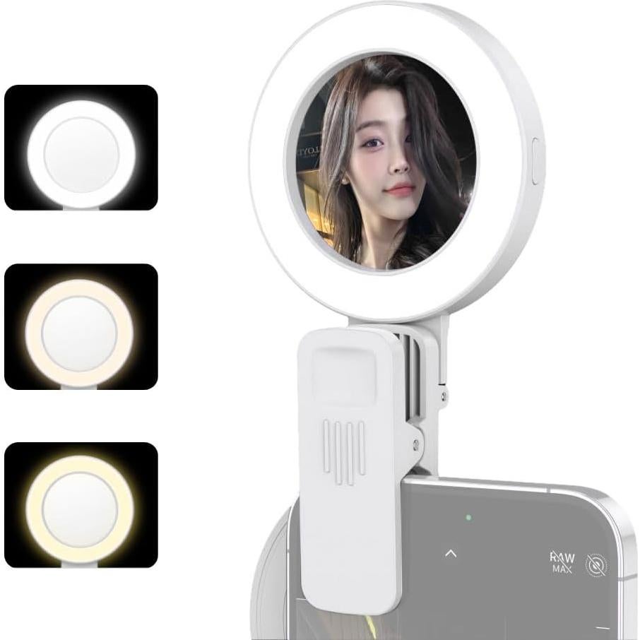 Luz de Anillo Selfie Andoer Clip-on con Espejo 3 Modos