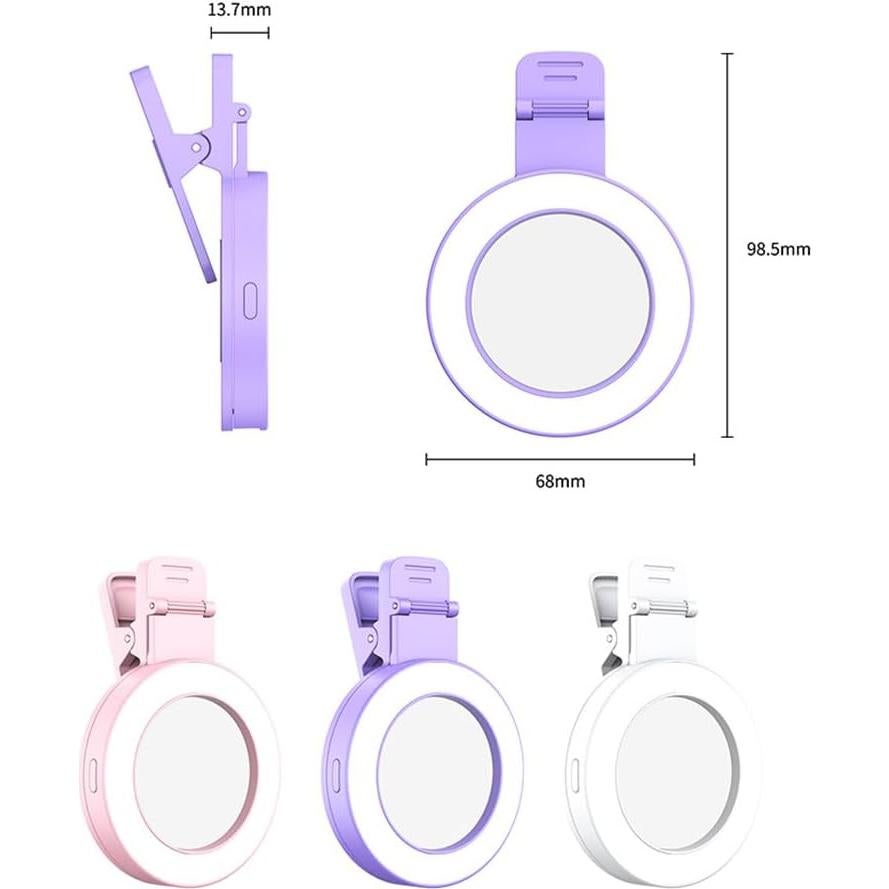 Luz de Anillo Selfie Andoer Clip-on con Espejo 3 Modos