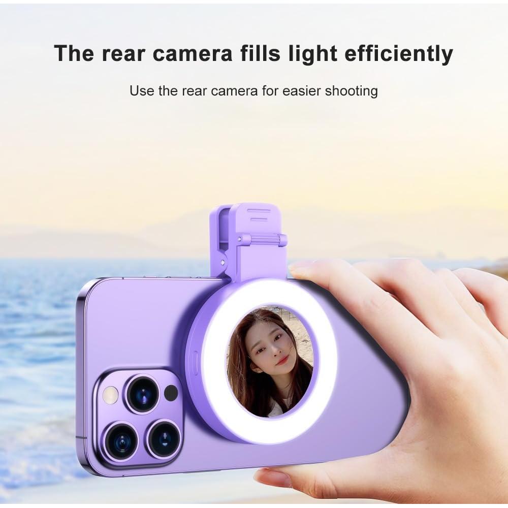 Luz de Anillo Selfie Andoer Clip-on con Espejo 3 Modos