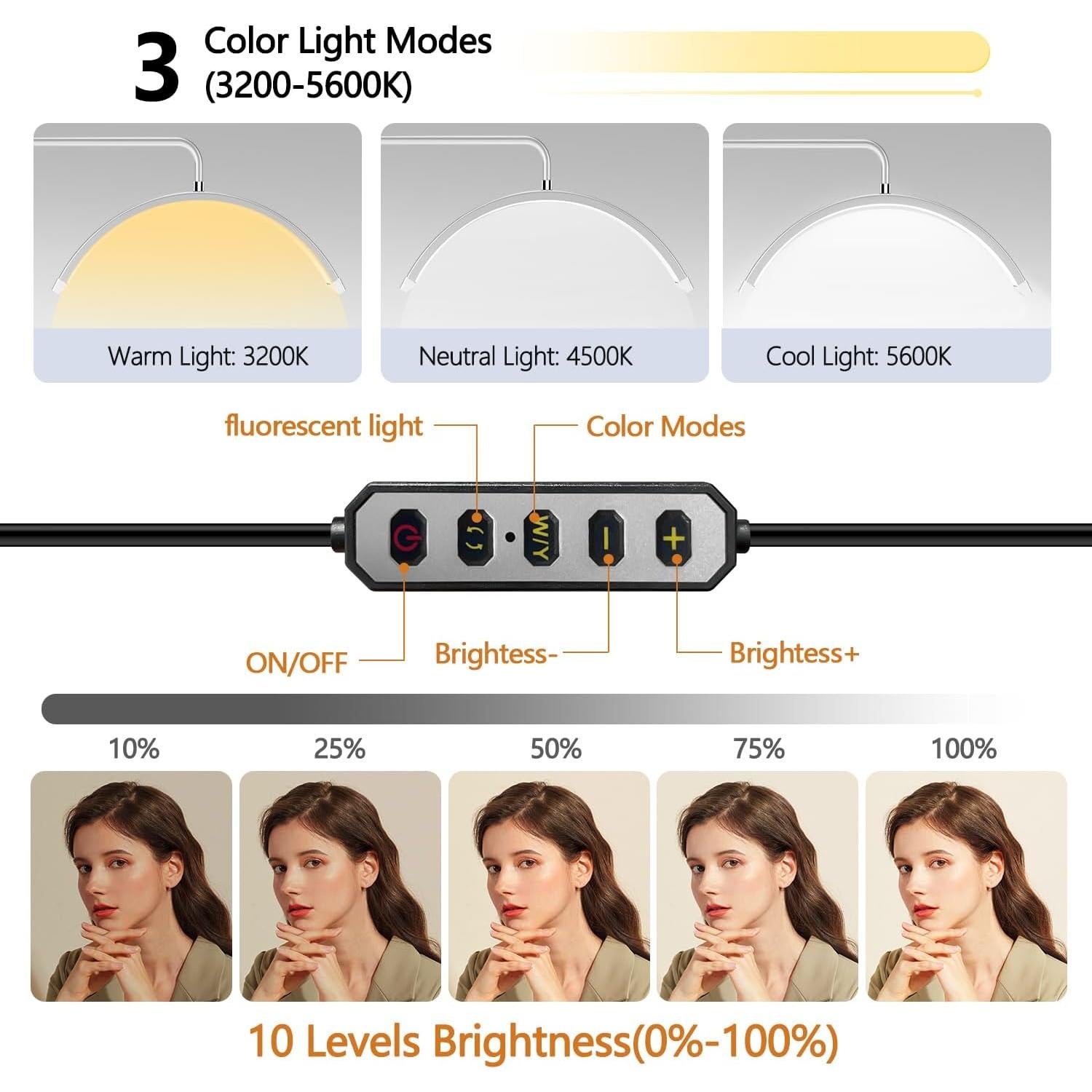 Luz de Pestañas LED M6X - Linterna Ajustable Blanca