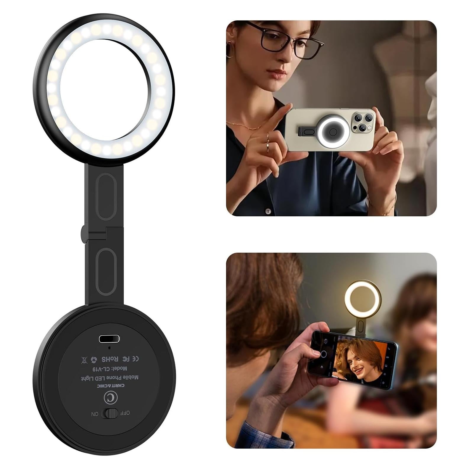 Luz de Selfie LED Magnética Chritachic con 6 Modos de Iluminación