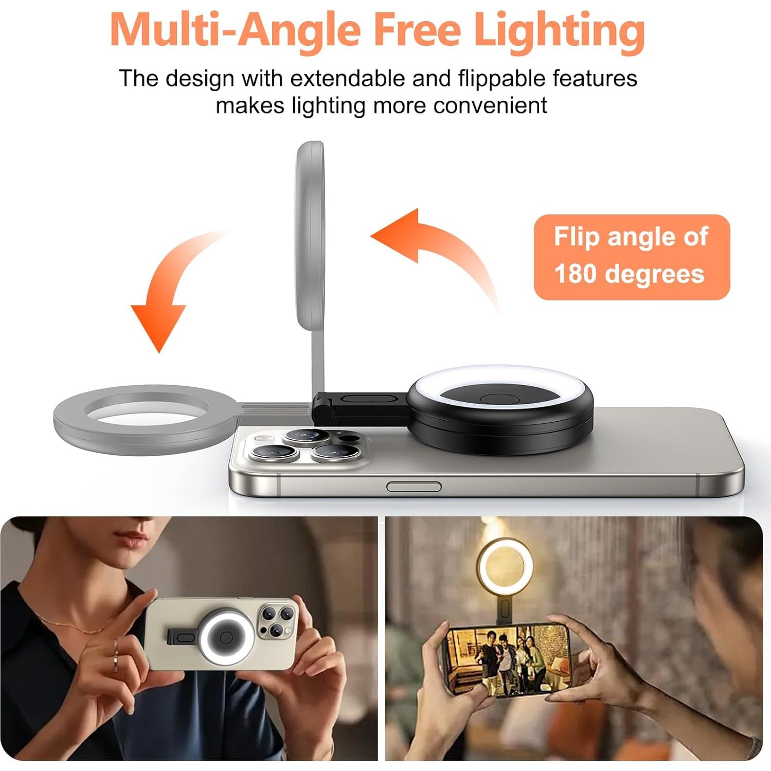 Luz de Selfie LED Magnética Chritachic con 6 Modos de Iluminación