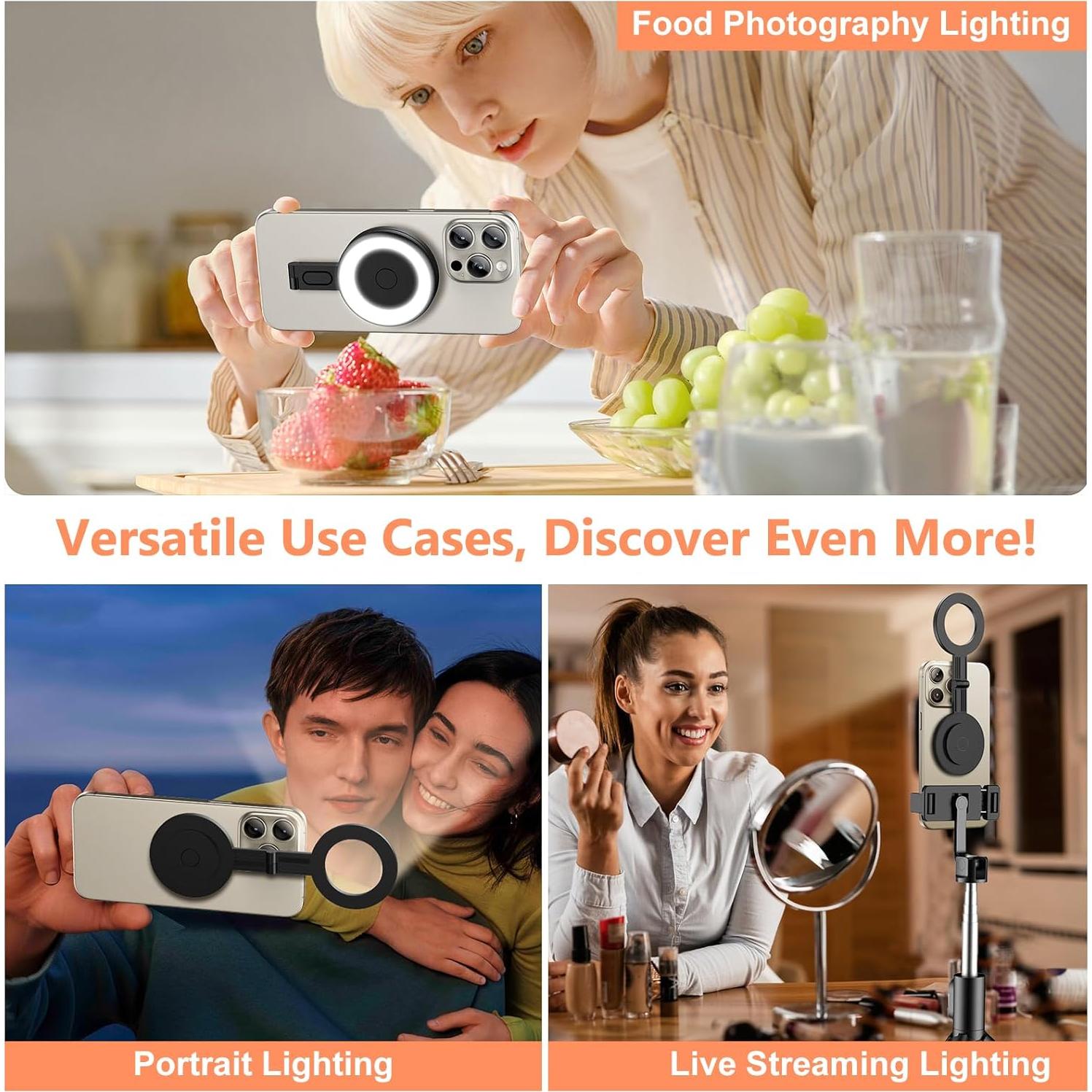 Luz de Selfie LED Magnética Chritachic con 6 Modos de Iluminación