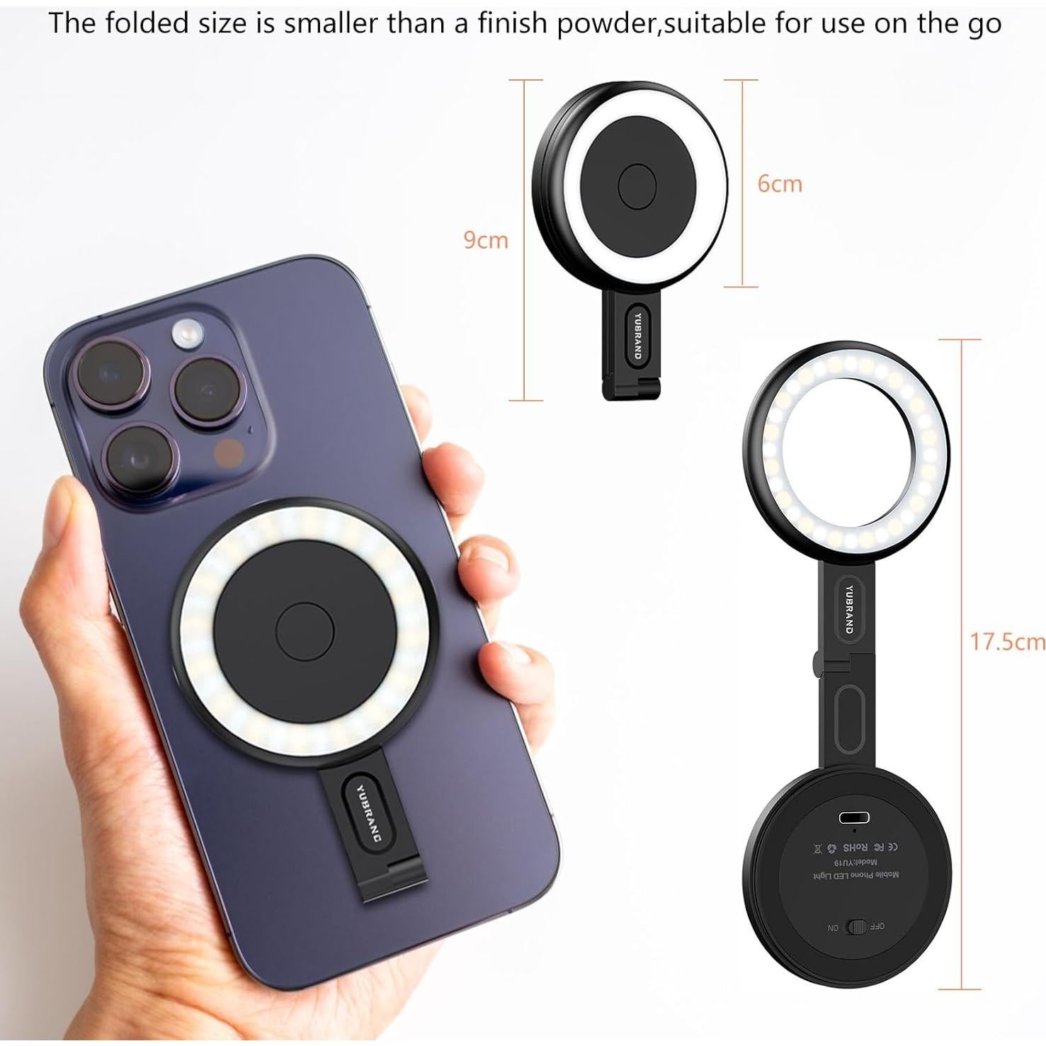 Anillo de Luz LED YUBRAND para iPhone 32 LEDs 6 Modos