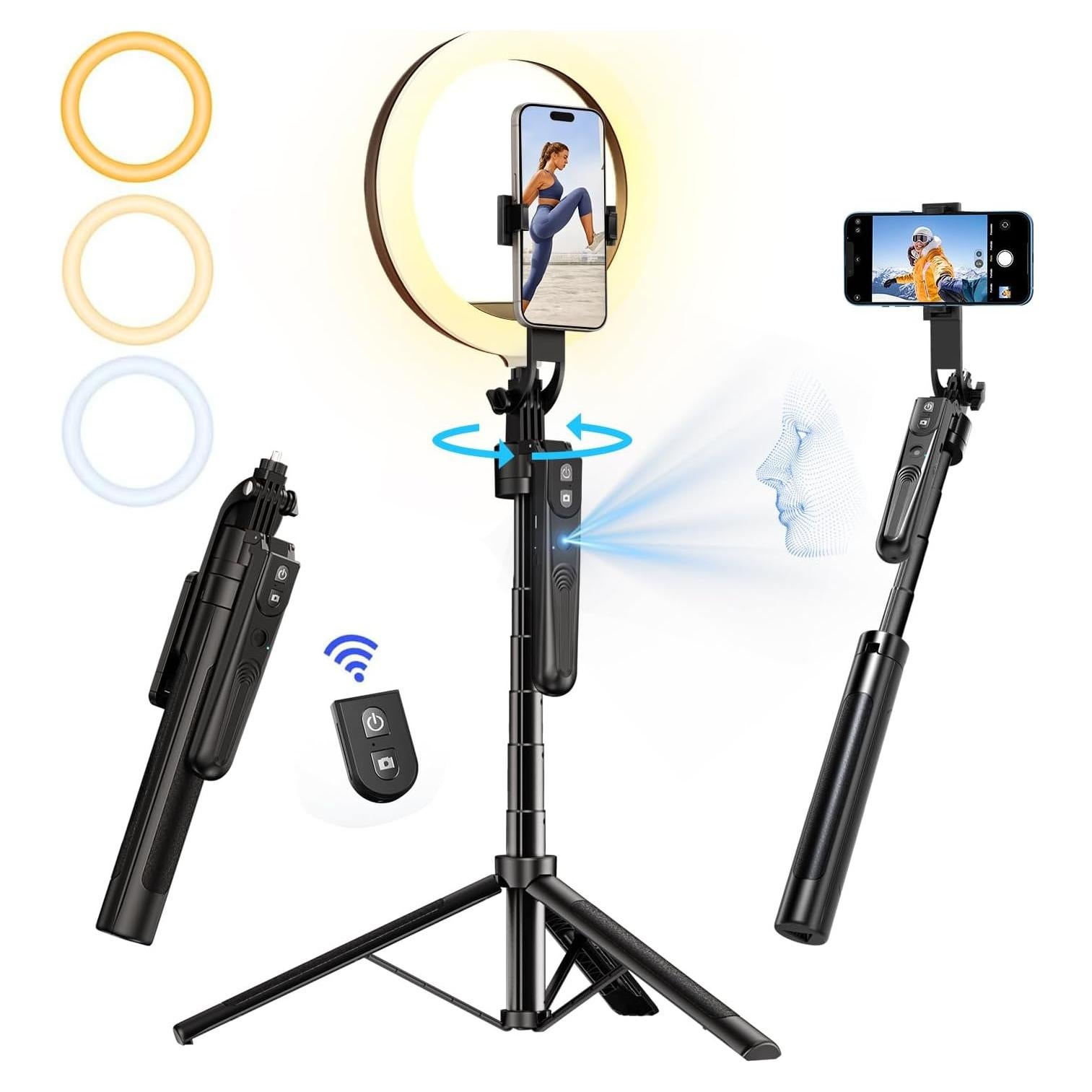 Trípode Inteligente yAyusi con Seguimiento Facial 360° y Luz