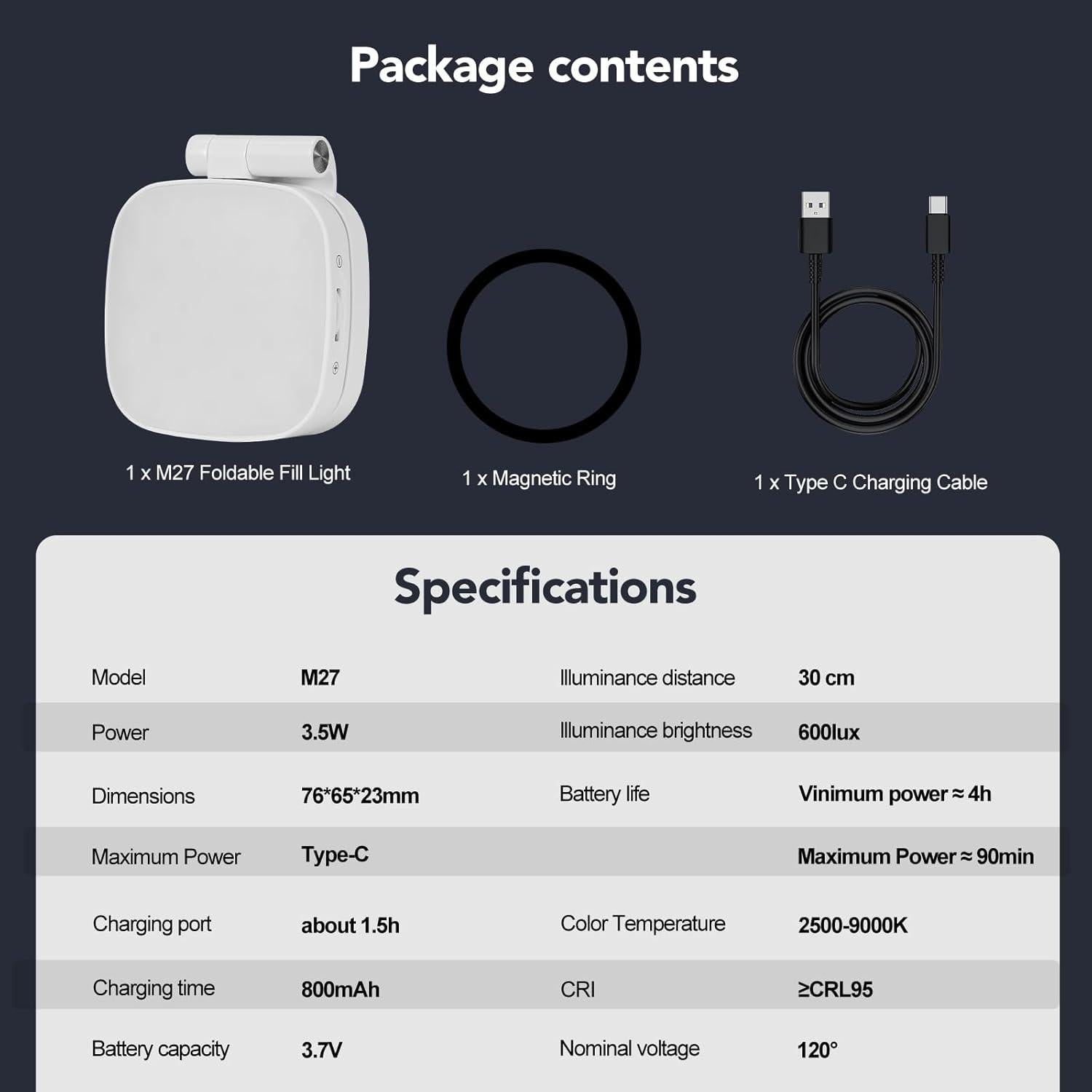 Luz de Selfie Magnética Nagnahz M27 LED Plegable para iPhone