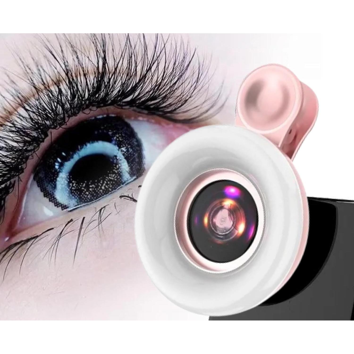 Lente Macro Rosa para Teléfono ULVEOL con Luz de Anillo