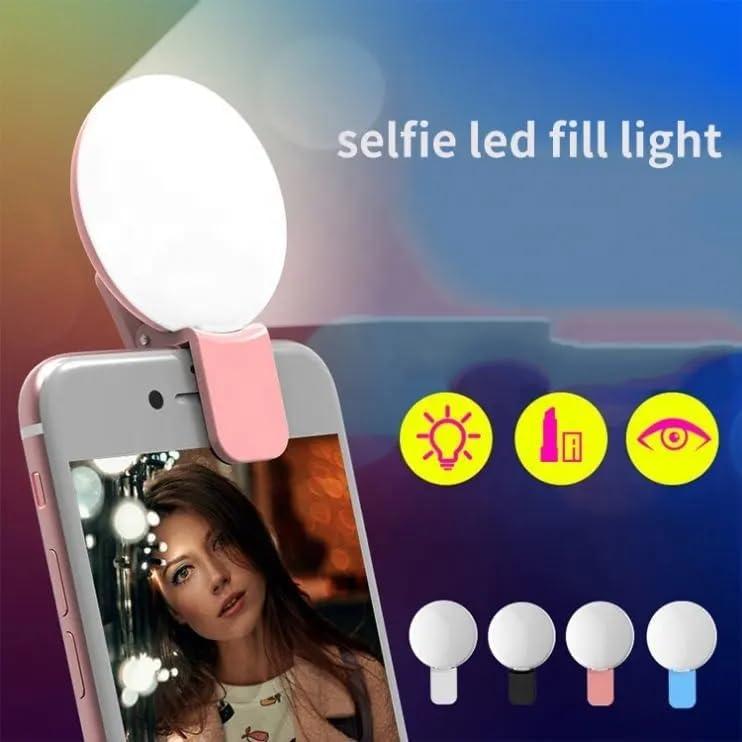 Luz de Anillo LED Recargable con Clip para Selfies - 3 Brillos