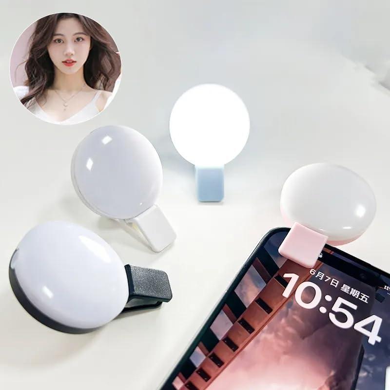 Luz de Anillo LED Recargable con Clip para Selfies - 3 Brillos