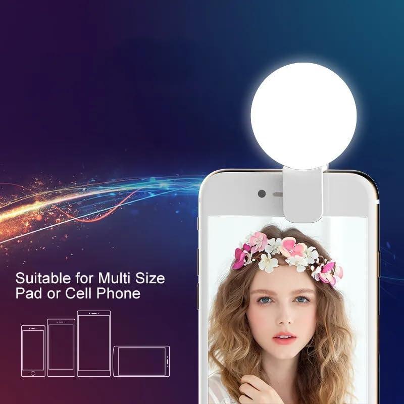 Luz de Anillo LED Recargable con Clip para Selfies - 3 Brillos
