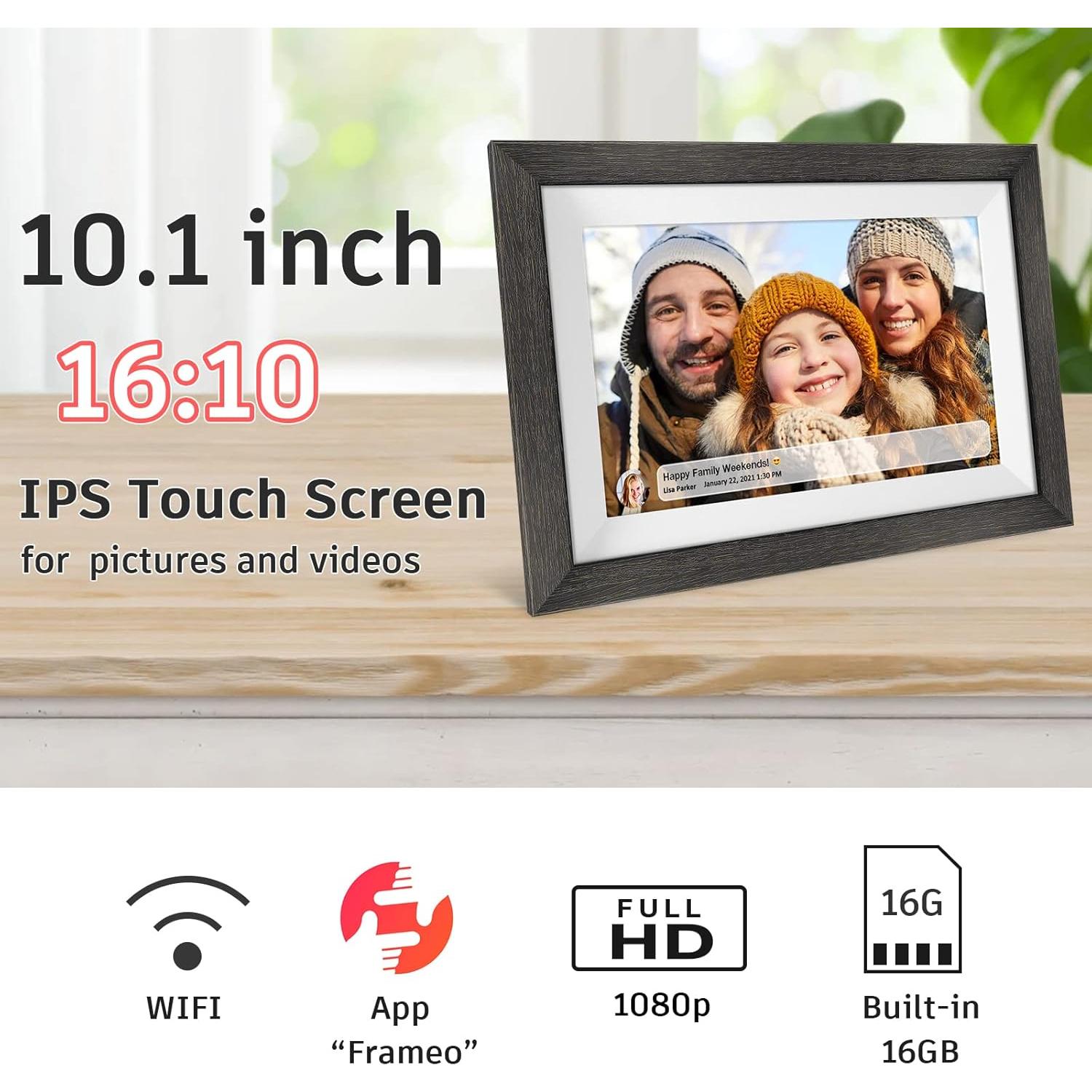 Marco Digital de Fotos WiFi 10.1" Madera HD 1280x800 Frameo