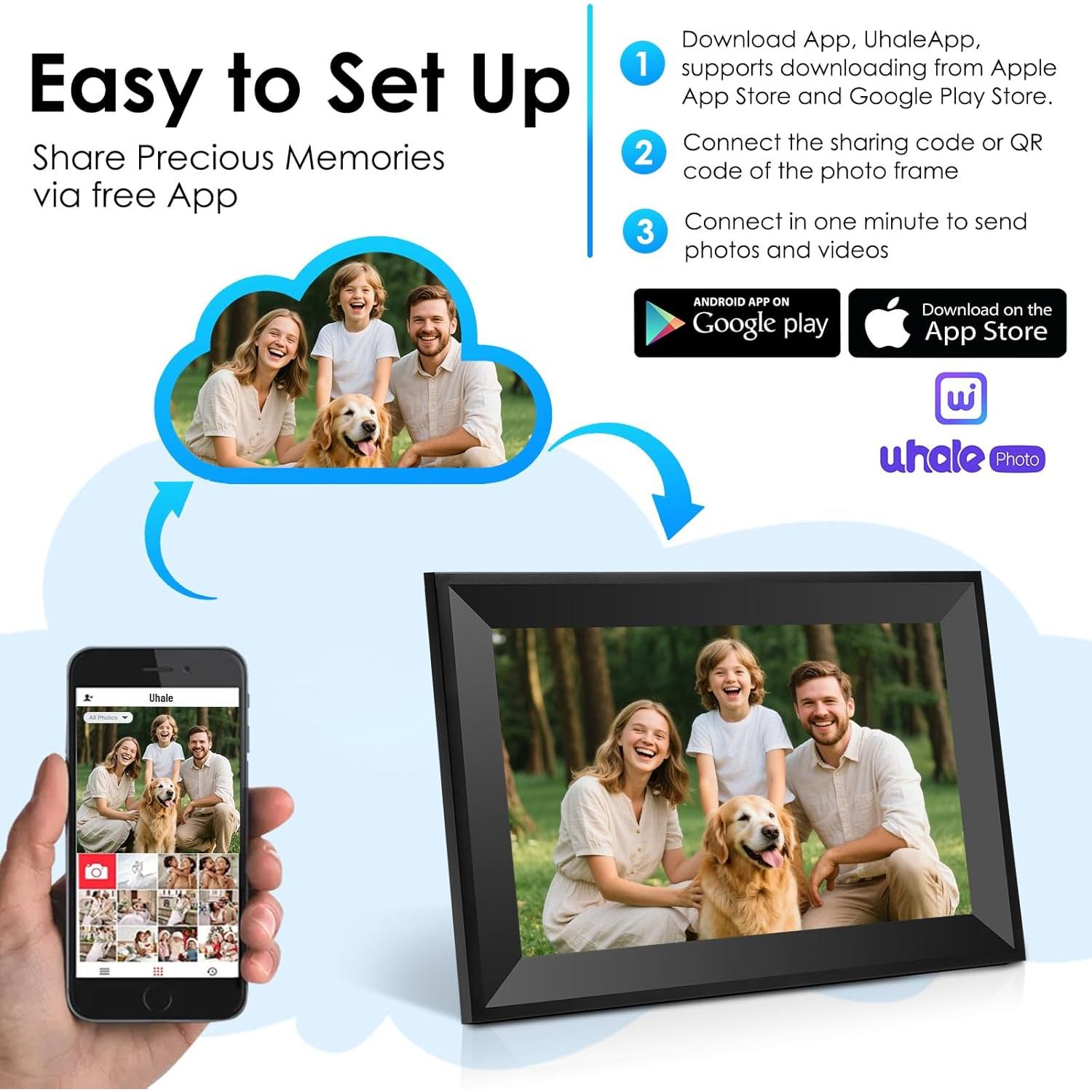 Marco de Fotos Digital Uhale 10.1" HD WiFi 16GB Negro