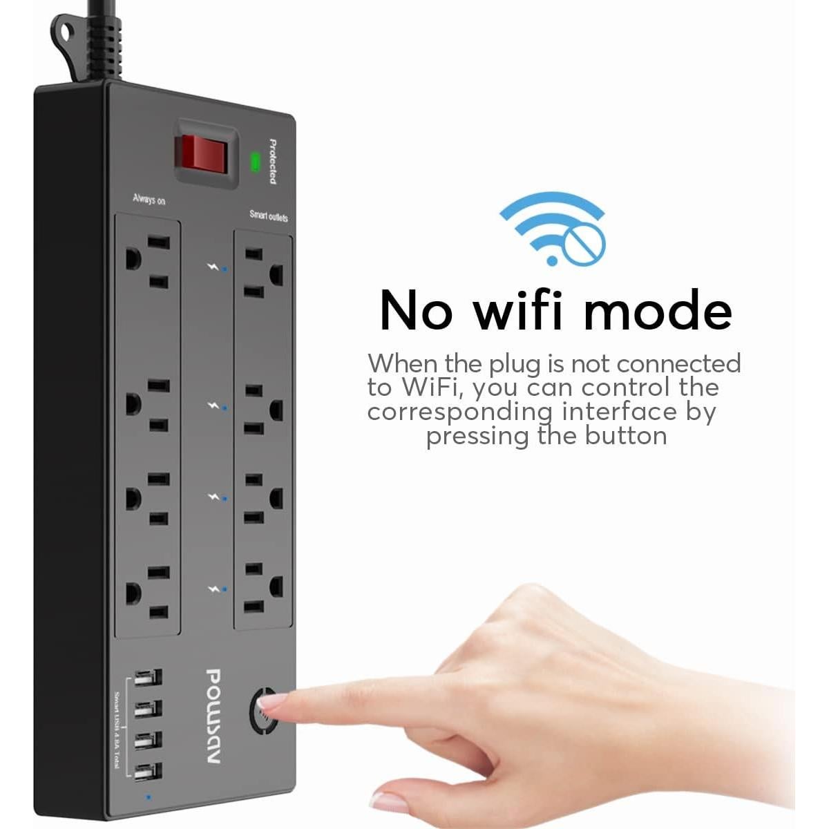 Protector de Sobretensión WiFi POWSAV 8 Salidas con USB