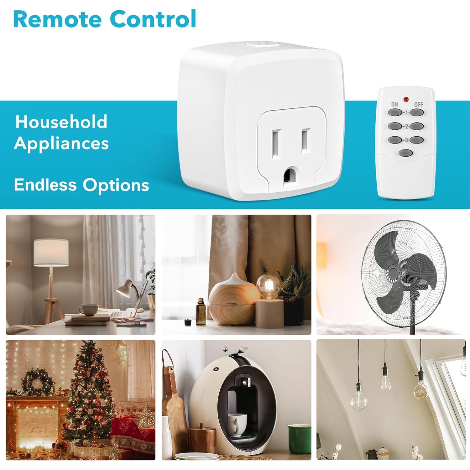 Enchufe Inalámbrico HBN con Control Remoto 3 Enchufes 15A