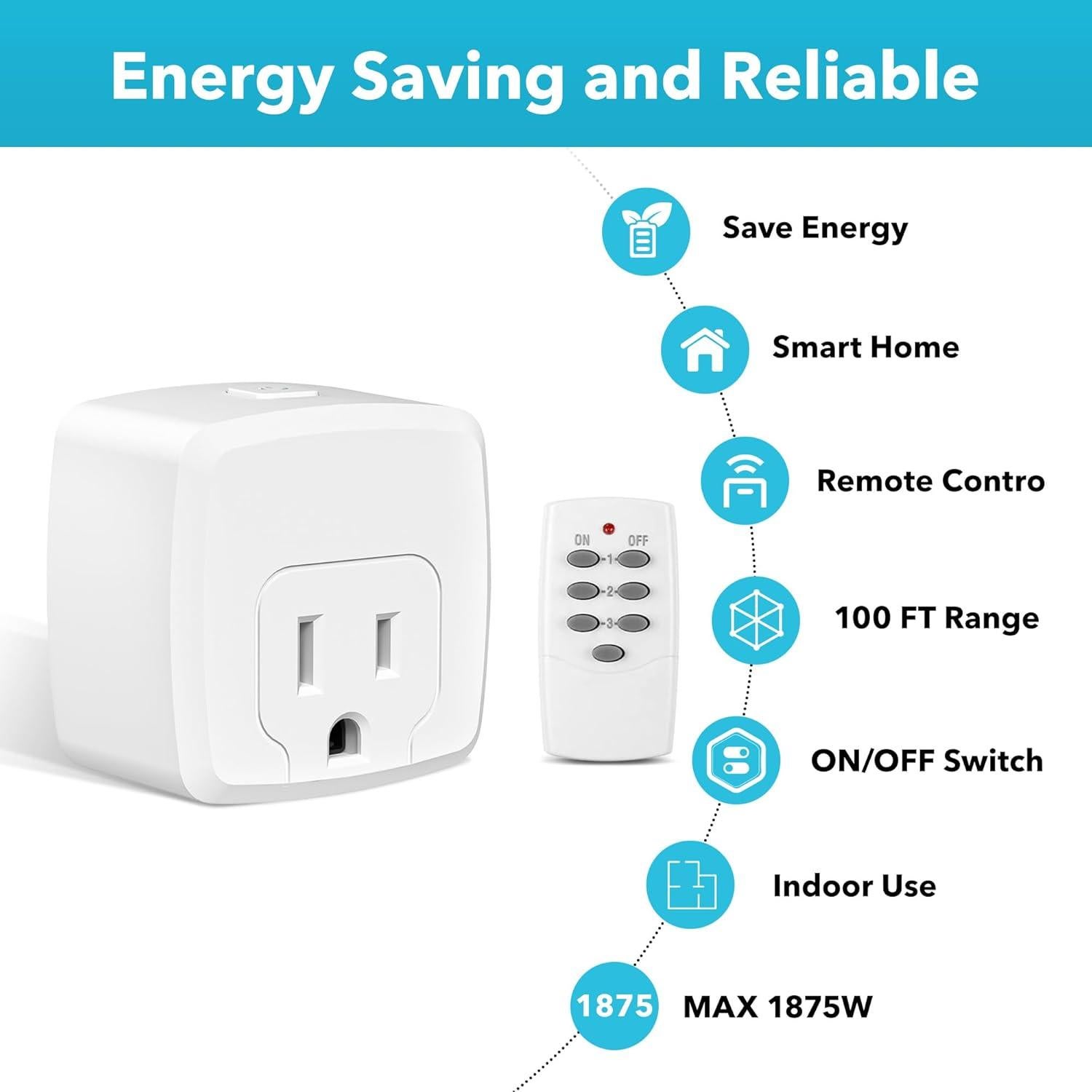 Enchufe Inalámbrico HBN con Control Remoto 3 Enchufes 15A