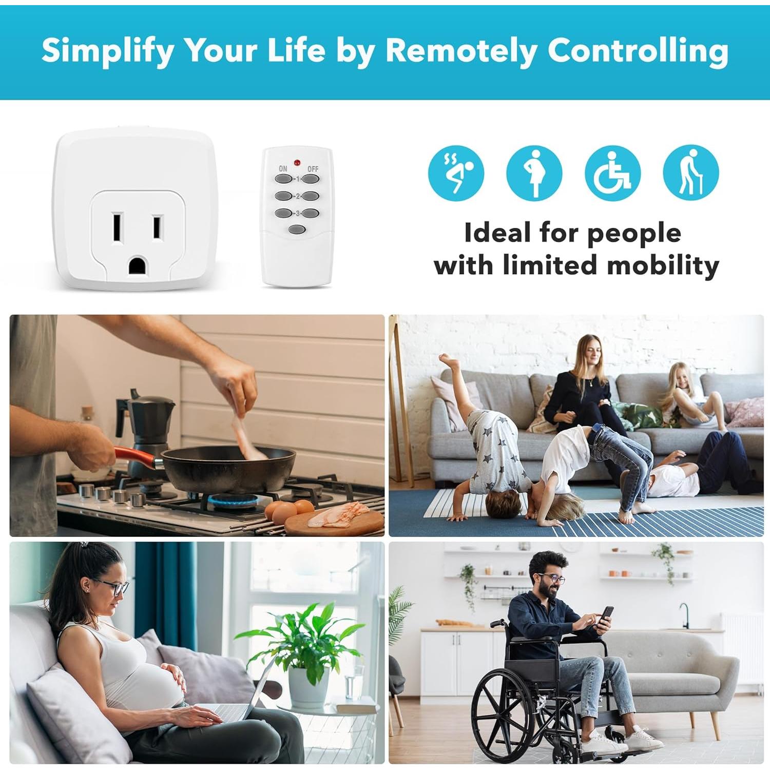 Enchufe Inalámbrico HBN con Control Remoto 3 Enchufes 15A