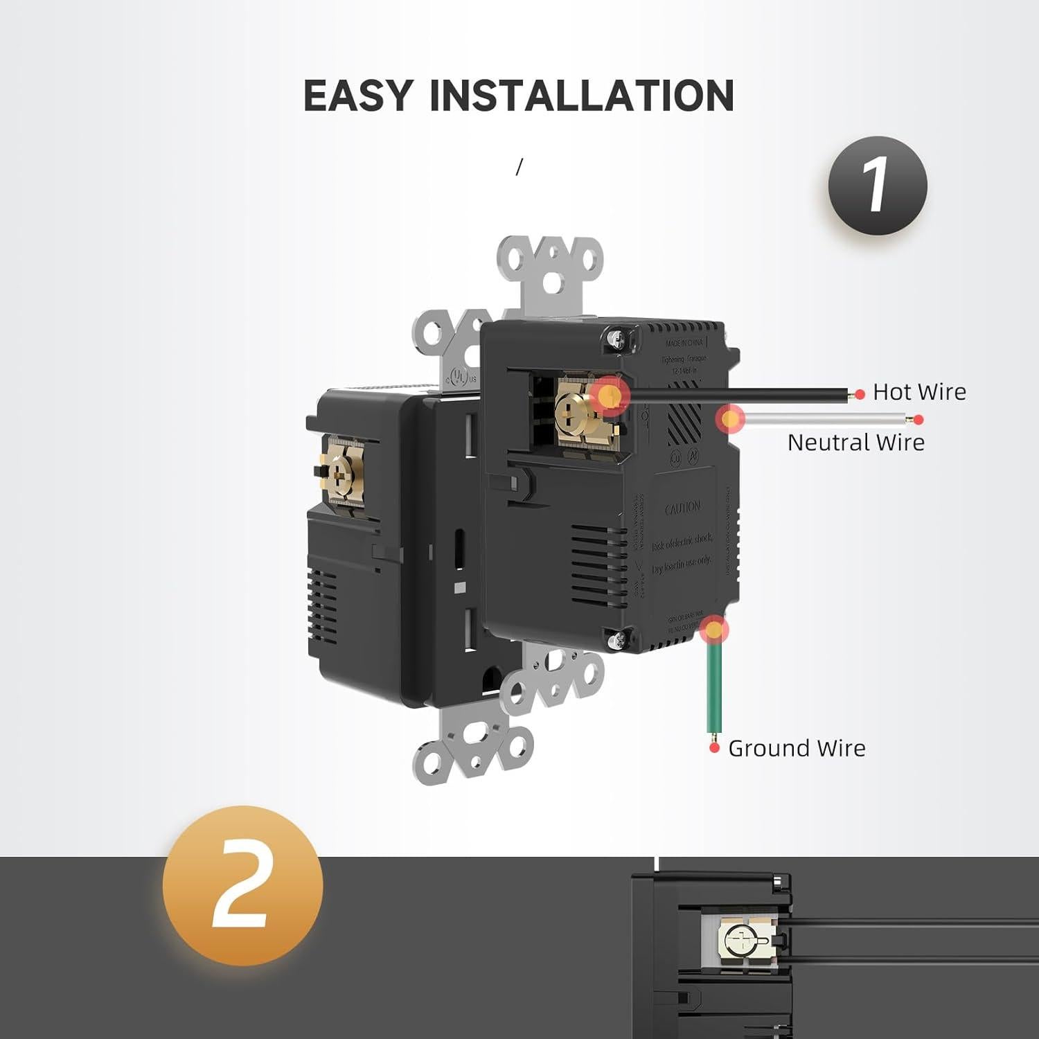 Enchufe USB C 15A Alastech con 3 Puertos 30W Negro