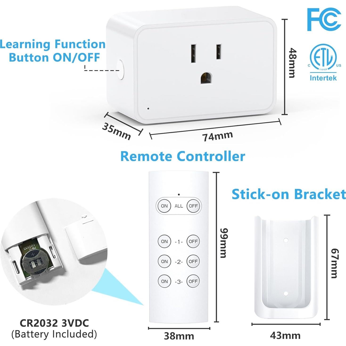 Enchufe Control Remoto G-Homa 30.48m 1875W 15A Programable