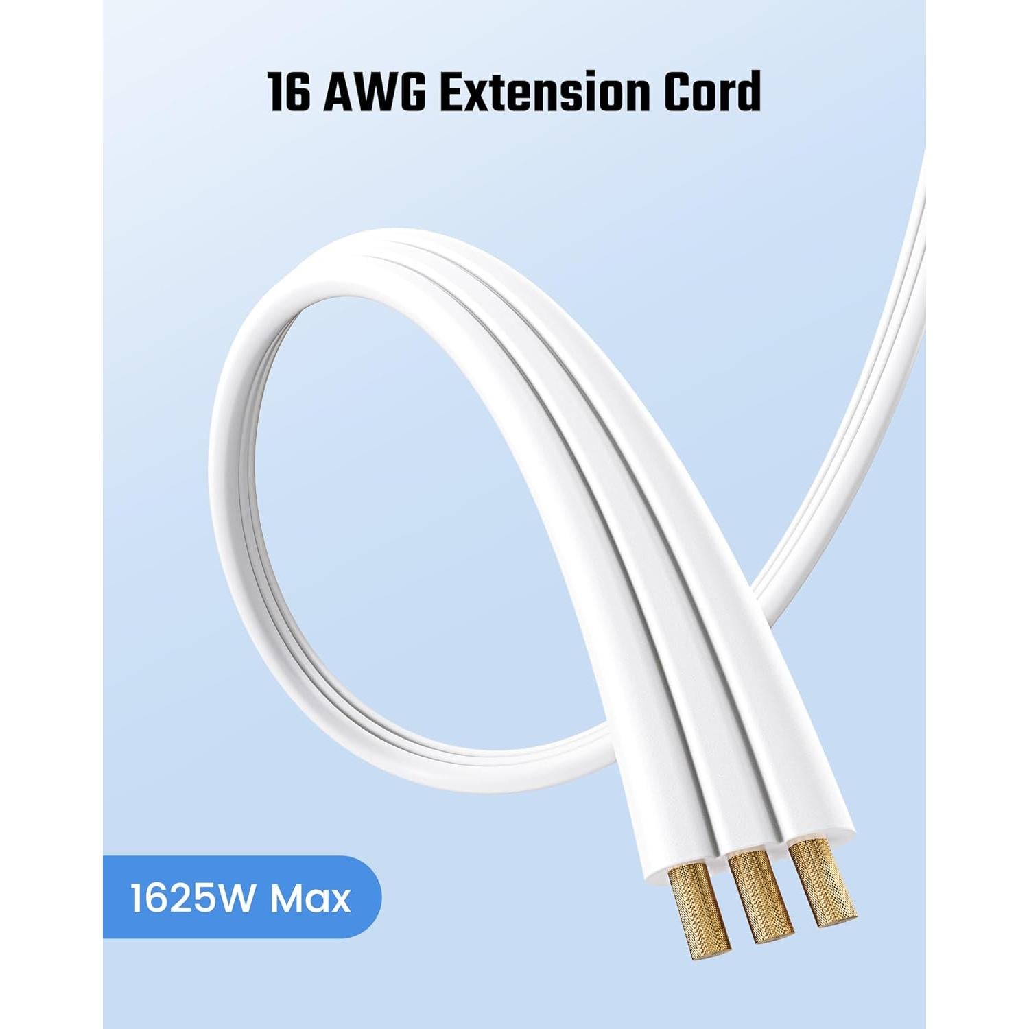 Cable de Extensión 0.46m SUPERDANNY 3 Salidas Enchufe Plano