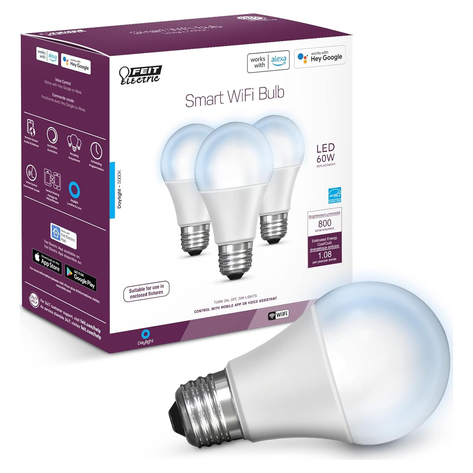 Bombillas LED Inteligentes Feit Electric 5000K Luz Diurna - Paquete de 3