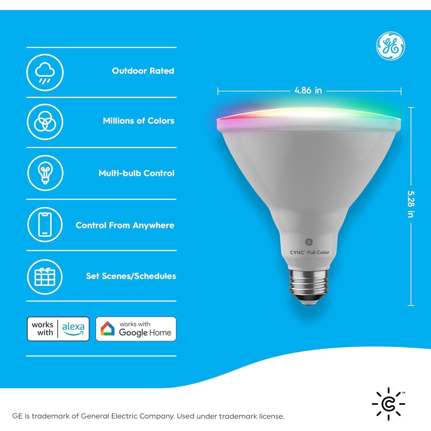 Bombilla LED PAR38 Cync Smart - 15W RGB, Paquete de 2