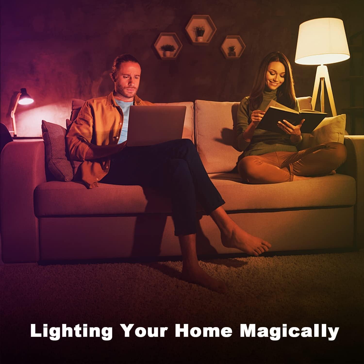 Bombillas Inteligentes Phopollo A19 E26 9W Multicolor WiFi 12 Pzas