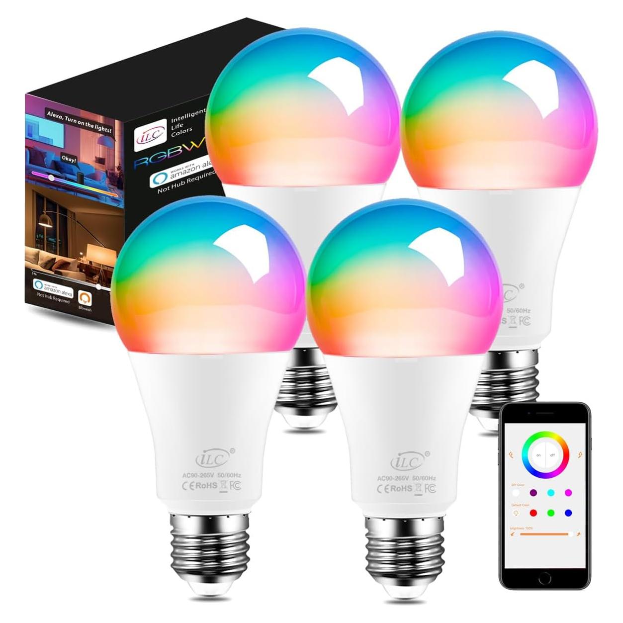 Bombilla Inteligente iLC LED 14W RGB + Blanco Cálido 2700K - Paquete de 4