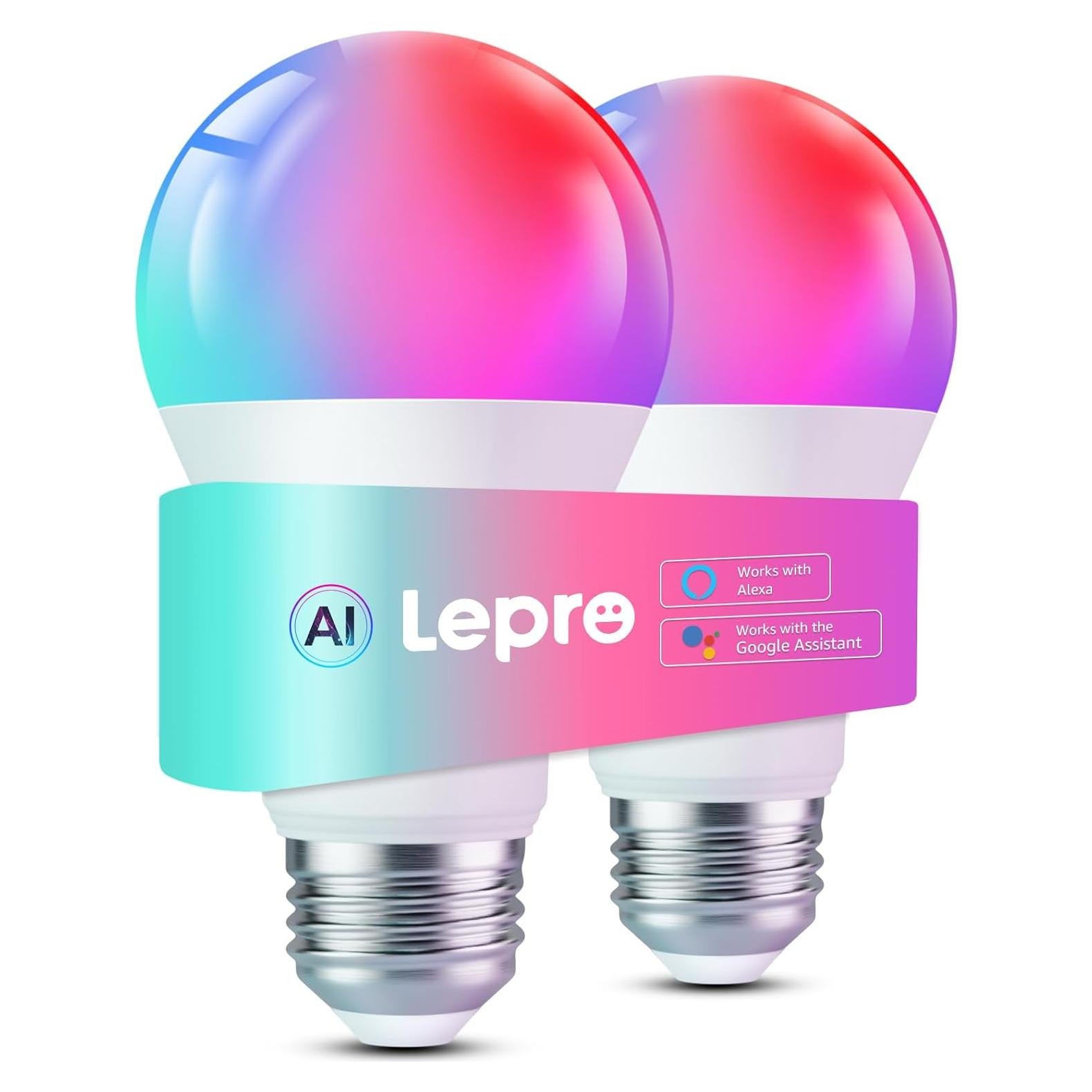 Bombillas Inteligentes Lepro B2 AI - 1100LM RGBWW, Paquete de 2