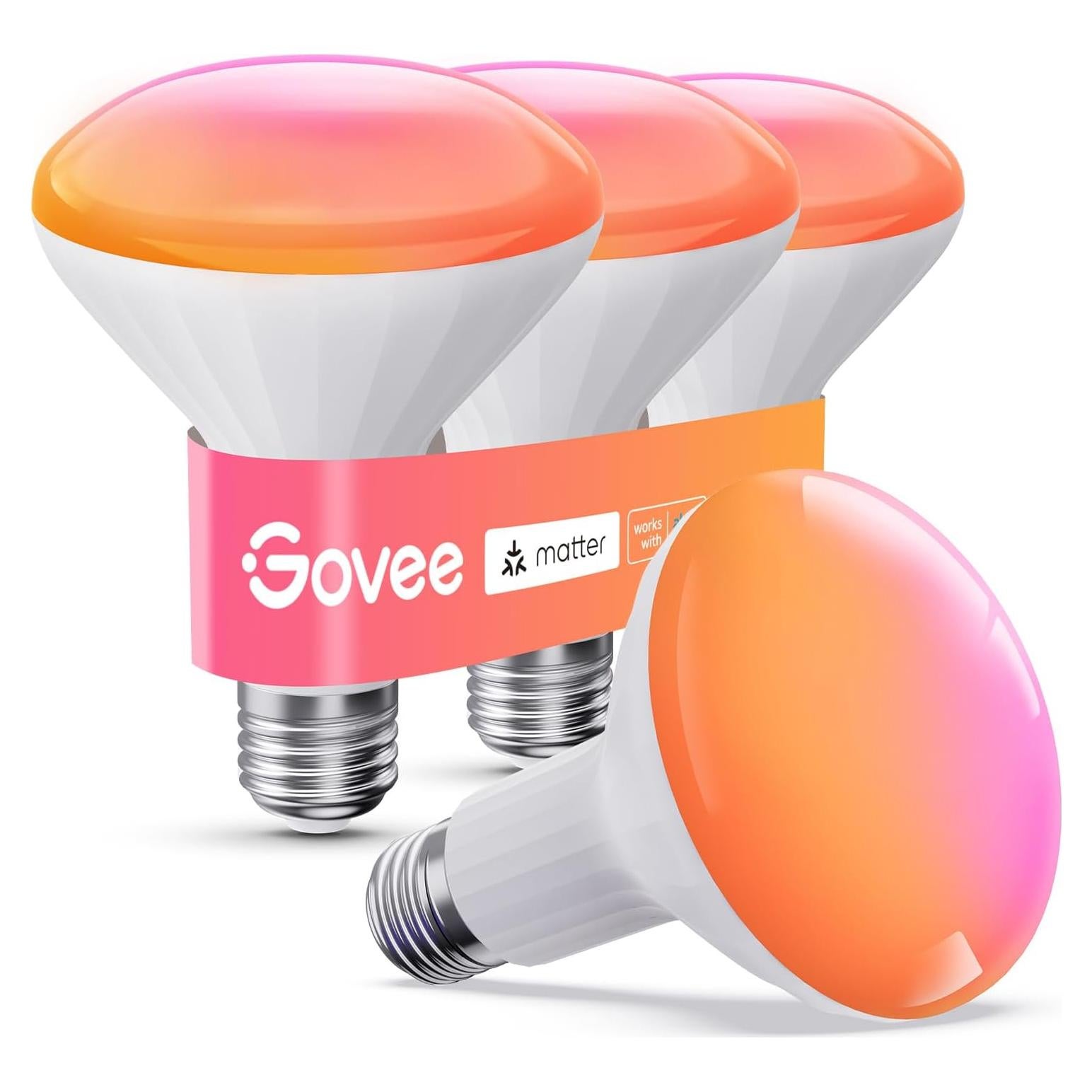 Bombillas Inteligentes Govee BR30 RGBWW, 850 Lúmenes, Paquete de 4