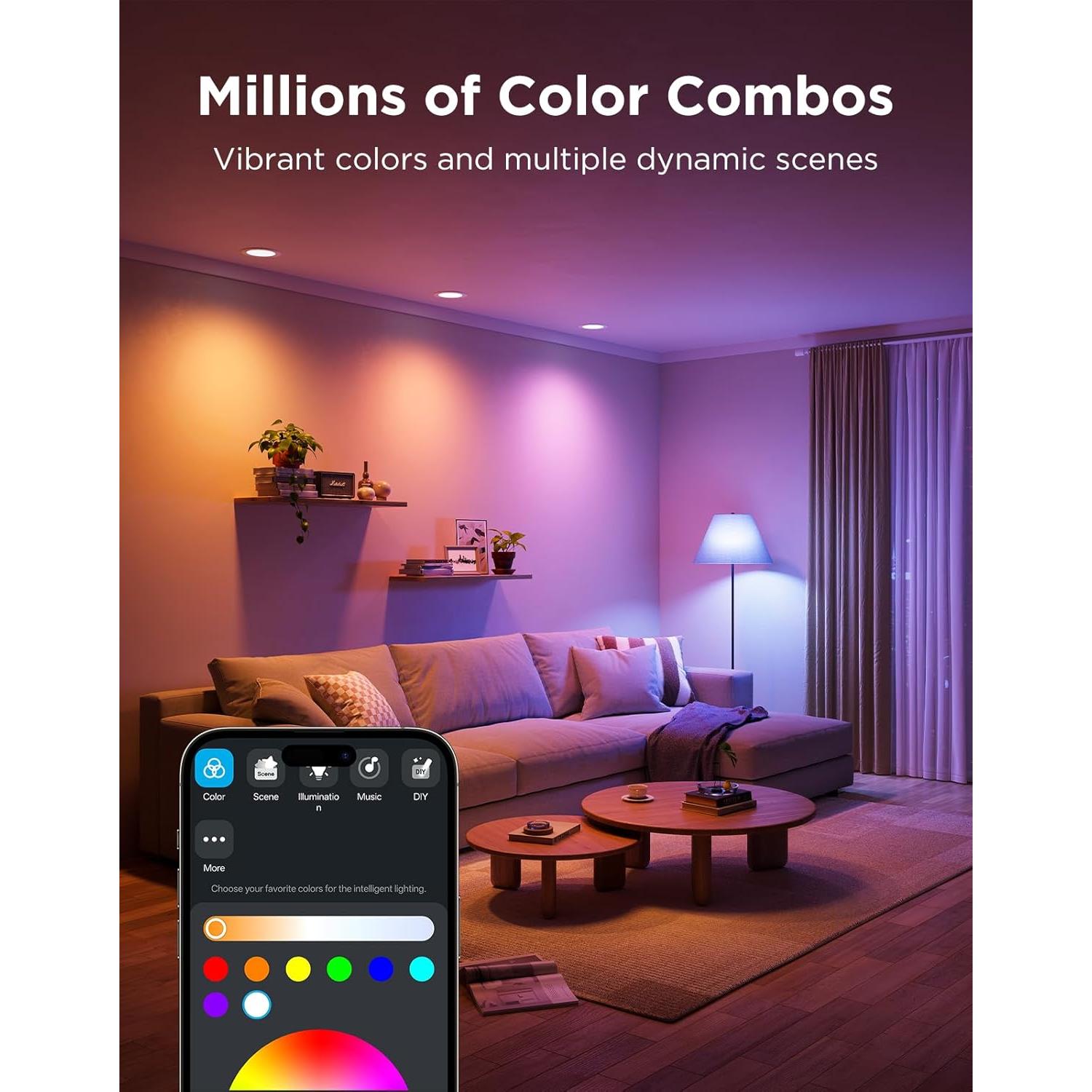 Bombillas Inteligentes Govee BR30 RGBWW, 850 Lúmenes, Paquete de 4