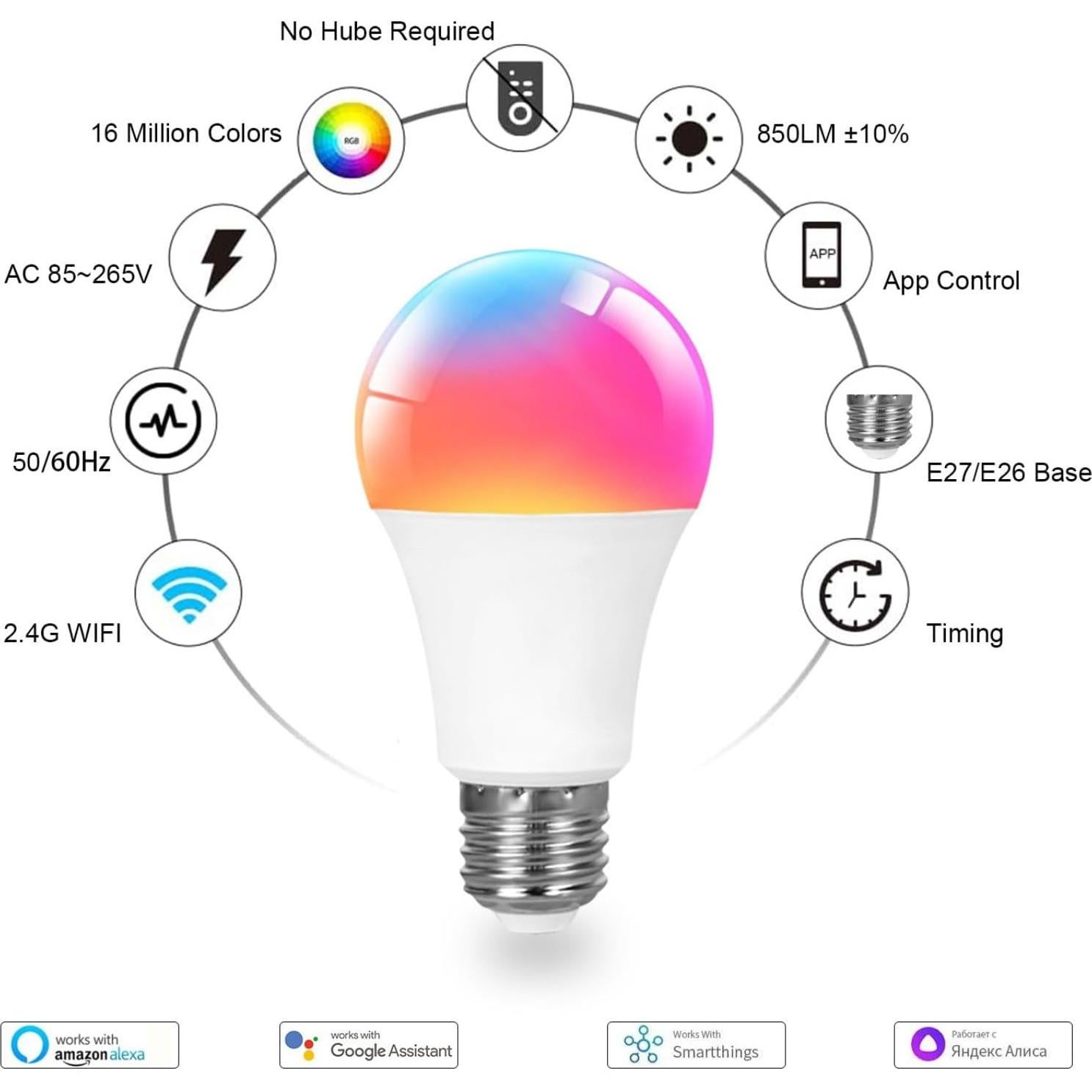 Bombilla LED inteligente Sanofuturion A19 9W RGB+CCT 900 lm