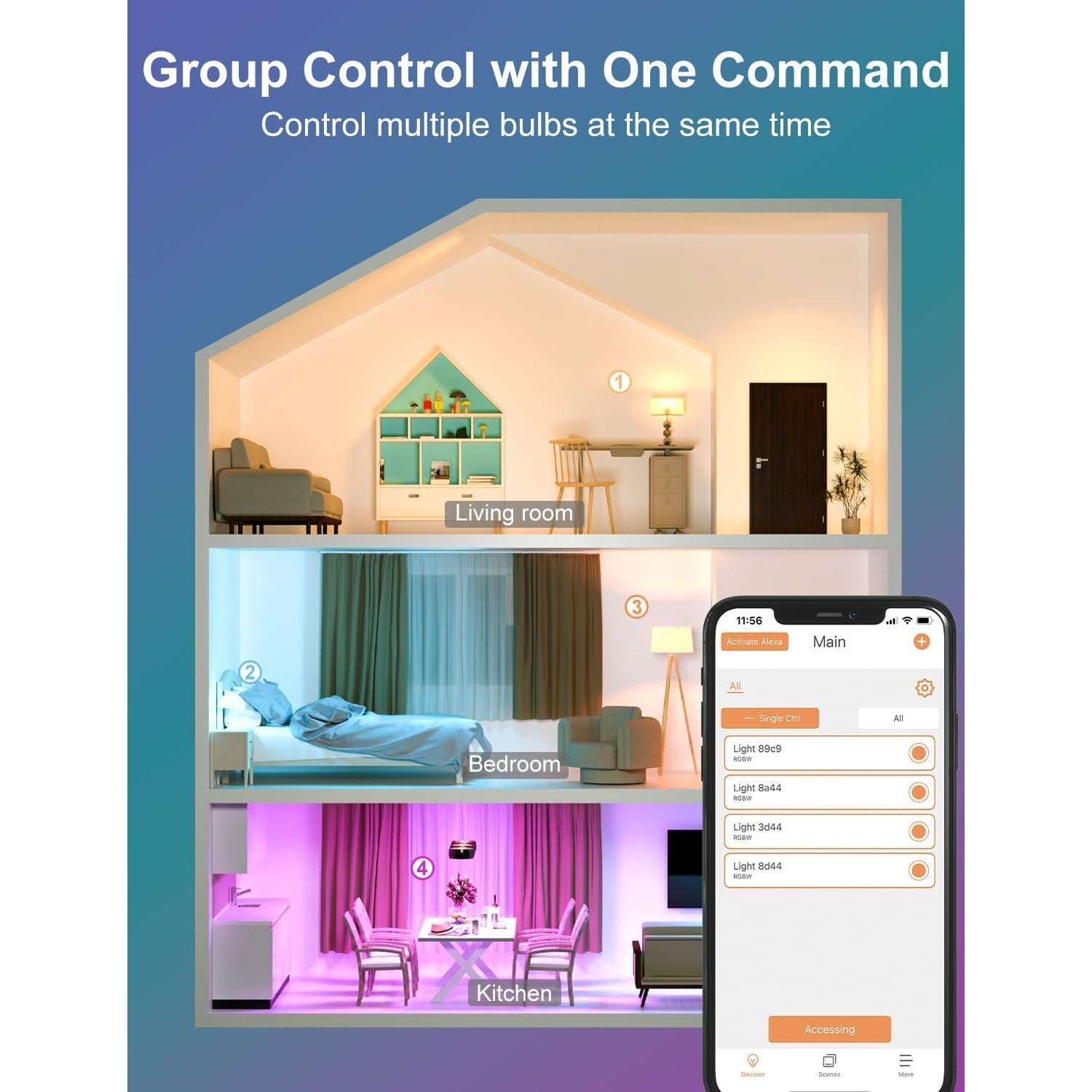 Bombilla Inteligente LED E26 15W HYDONG RGB Control Alexa