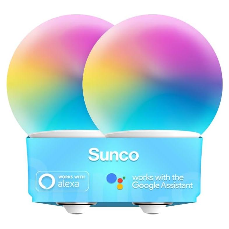 Bombillas Inteligentes G25 LED Sunco, 5W, RGB, Dimmables, 2 Pzas